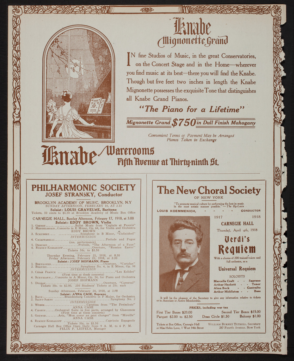New York Philharmonic, February 9, 1918, program page 12