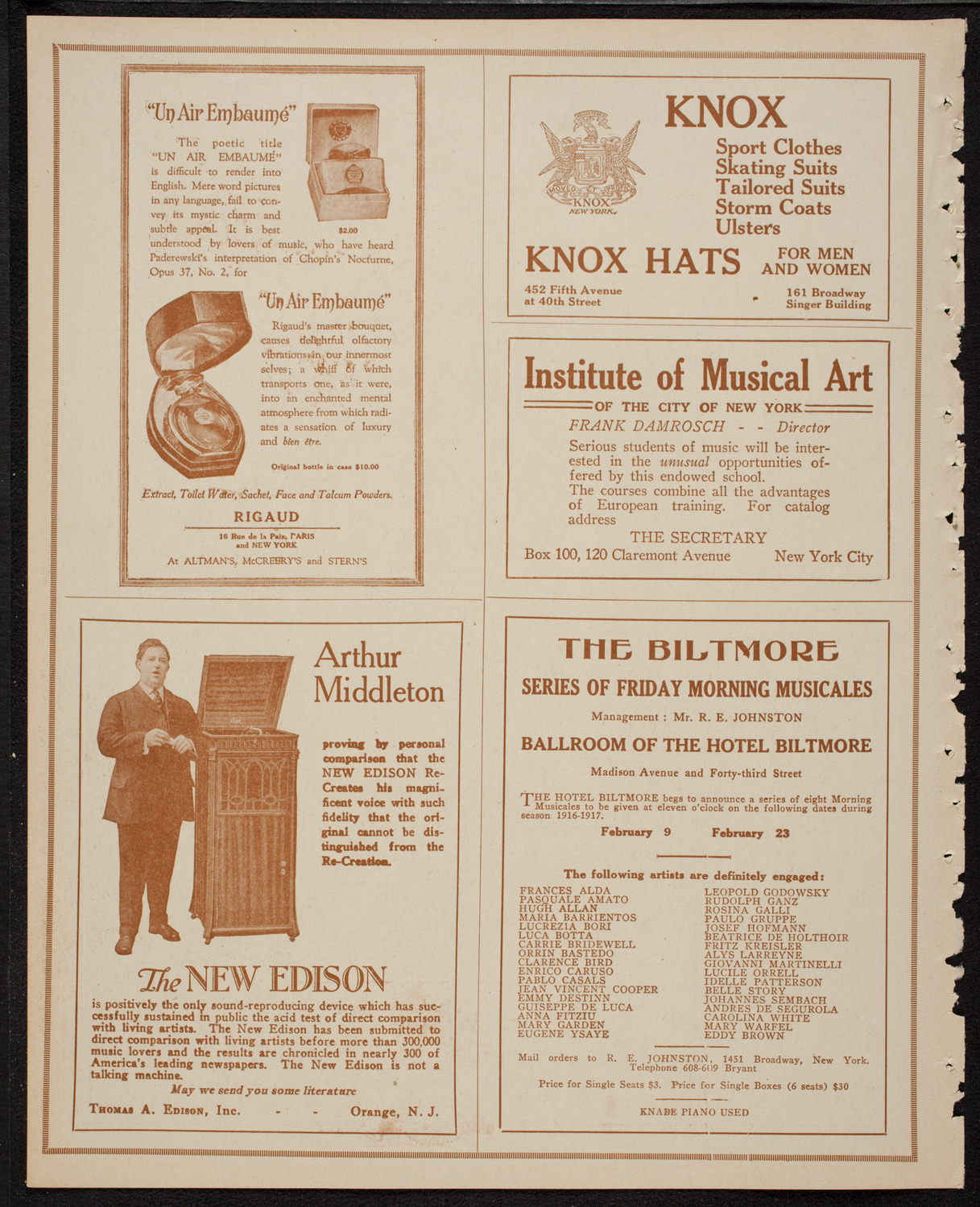 New York Philharmonic, January 28, 1917, program page 2