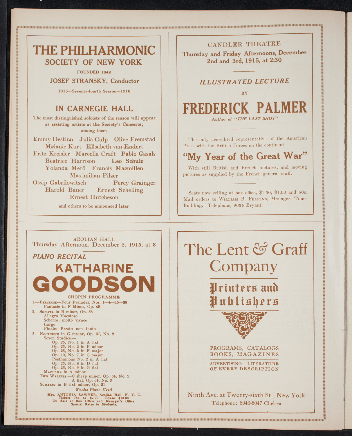 Elmendorf Lecture: Northern Italy, November 29, 1915, program page 10