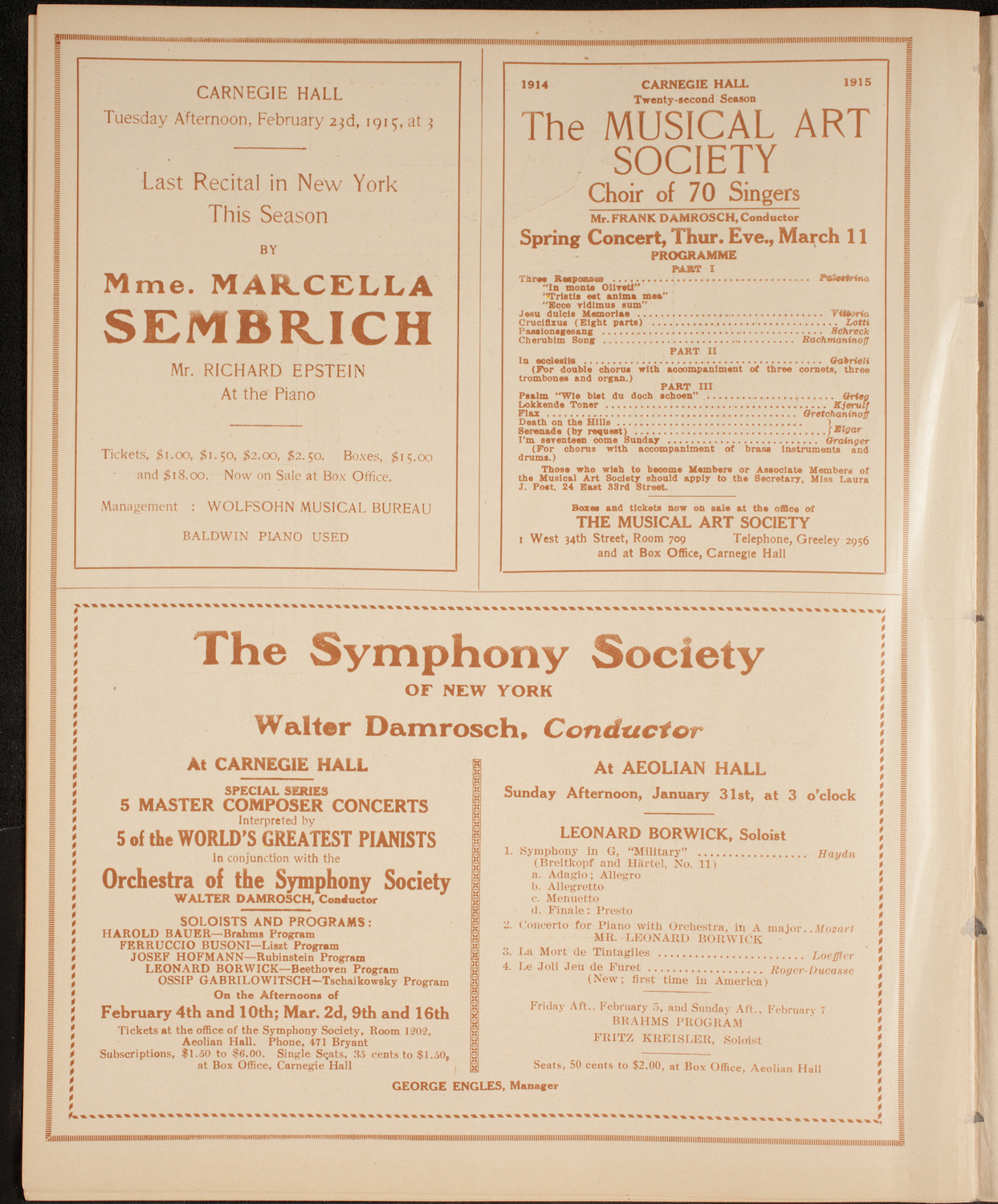 New York Philharmonic, January 27, 1915, program page 8