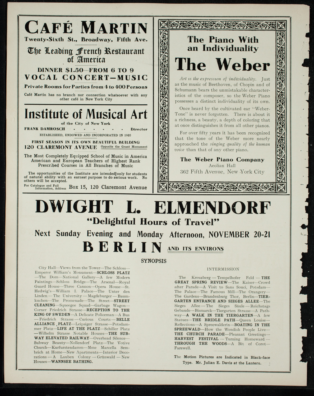 Elmendorf Lecture: London, November 14, 1910, program page 6