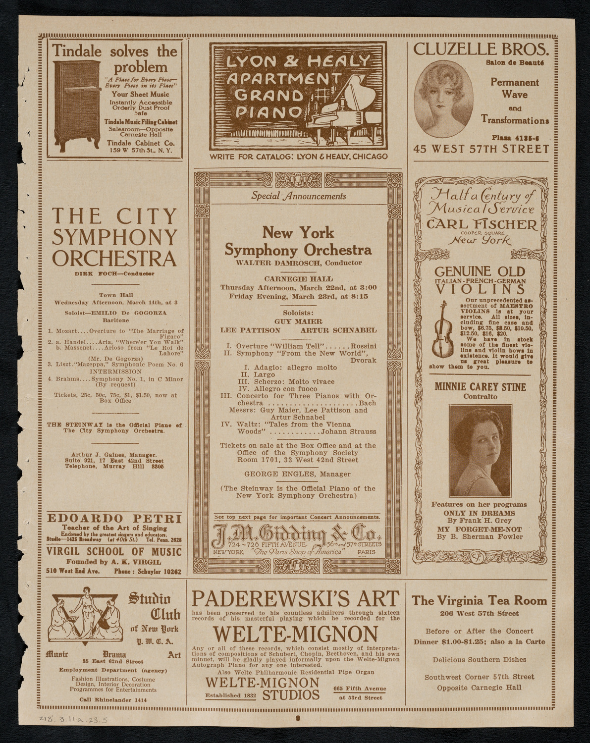 New York Philharmonic, March 11, 1923, program page 9