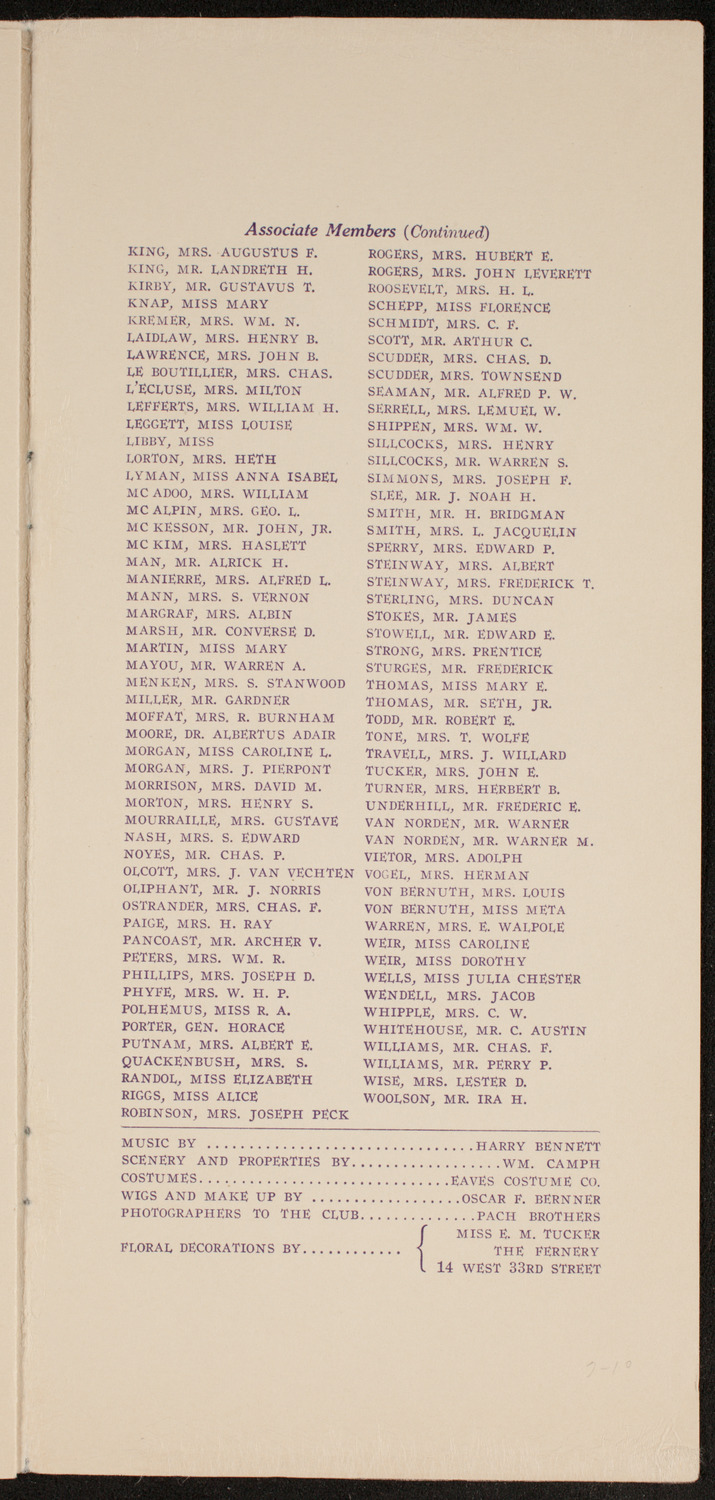 Amateur Comedy Club, February 14, 1912, program page 7