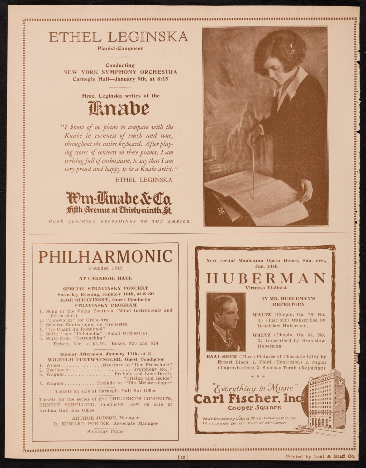 New York Symphony Orchestra, January 9, 1925, program page 12