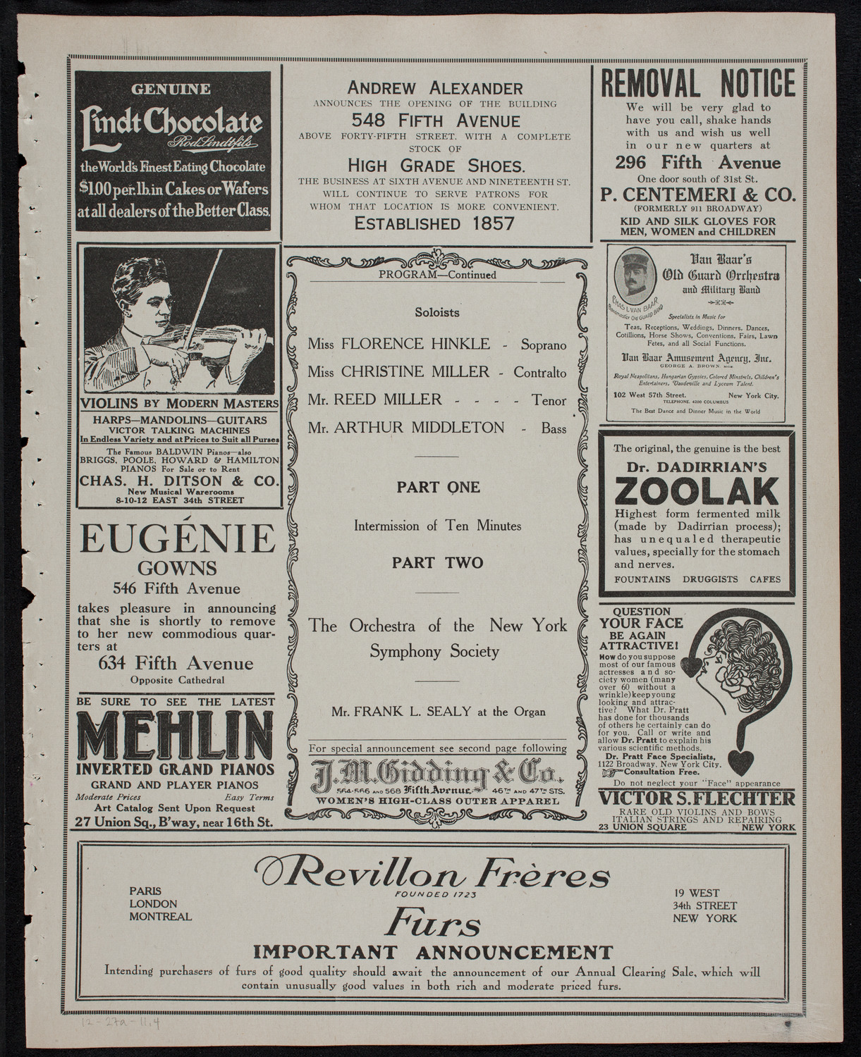 Oratorio Society of New York, December 27, 1911, program page 7