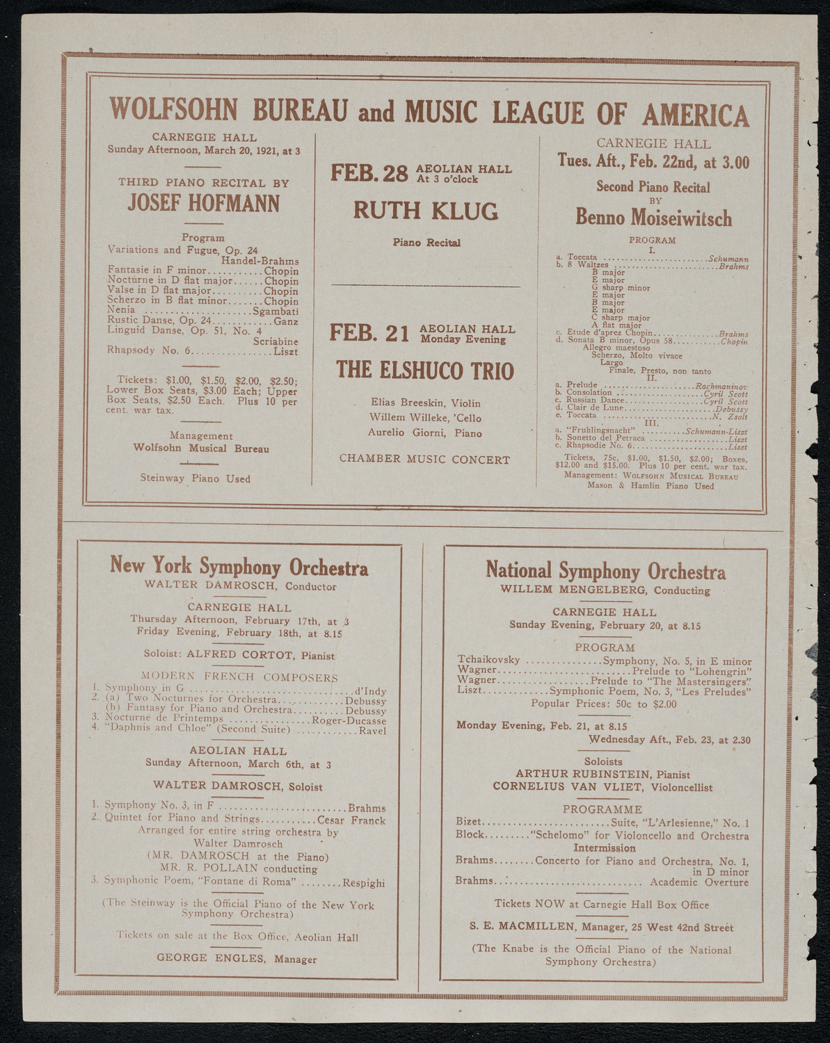 New York Symphony Orchestra, February 14, 1921, program page 8