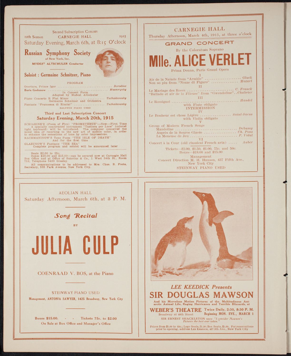 Concert of Compositions by Sigismond Stojowski, March 1, 1915, program page 10