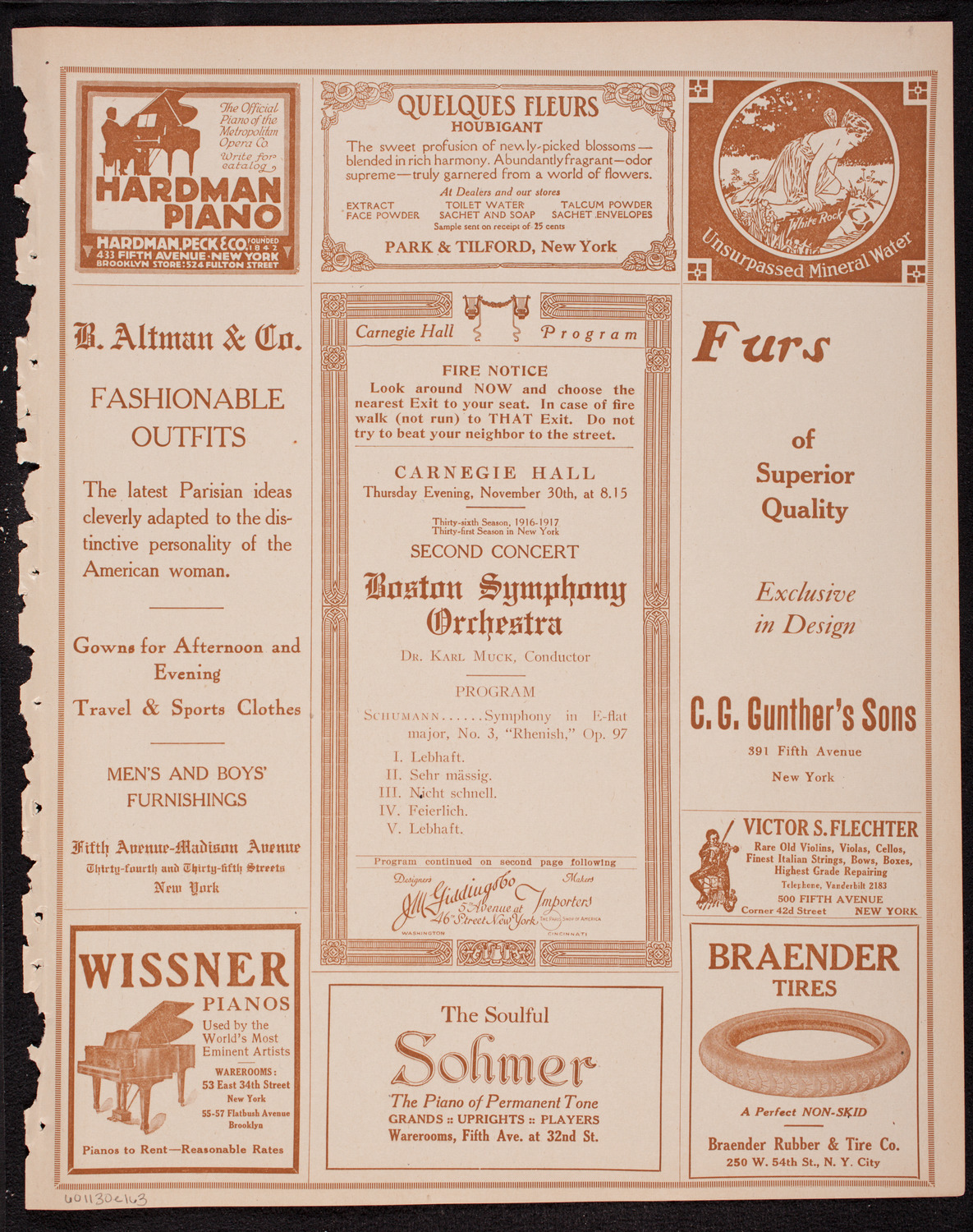 Boston Symphony Orchestra, November 30, 1916, program page 5