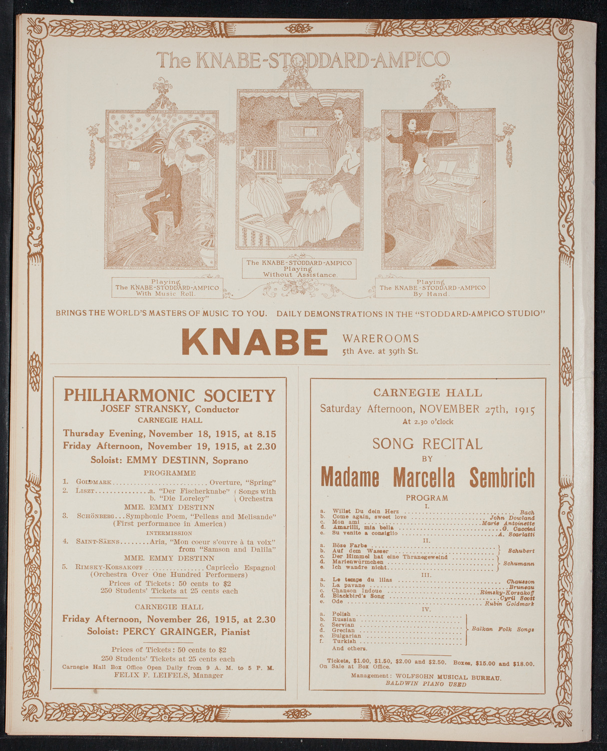 Elmendorf Lecture: Holland, November 14, 1915, program page 12