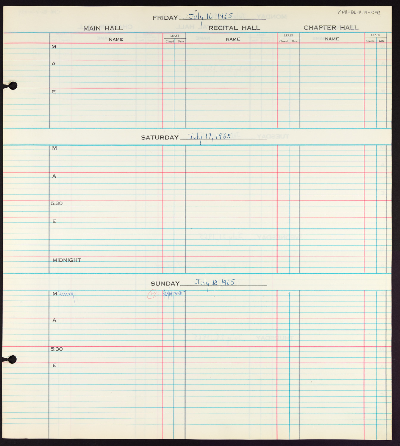 Carnegie Hall Booking Ledger, volume 10, page 93