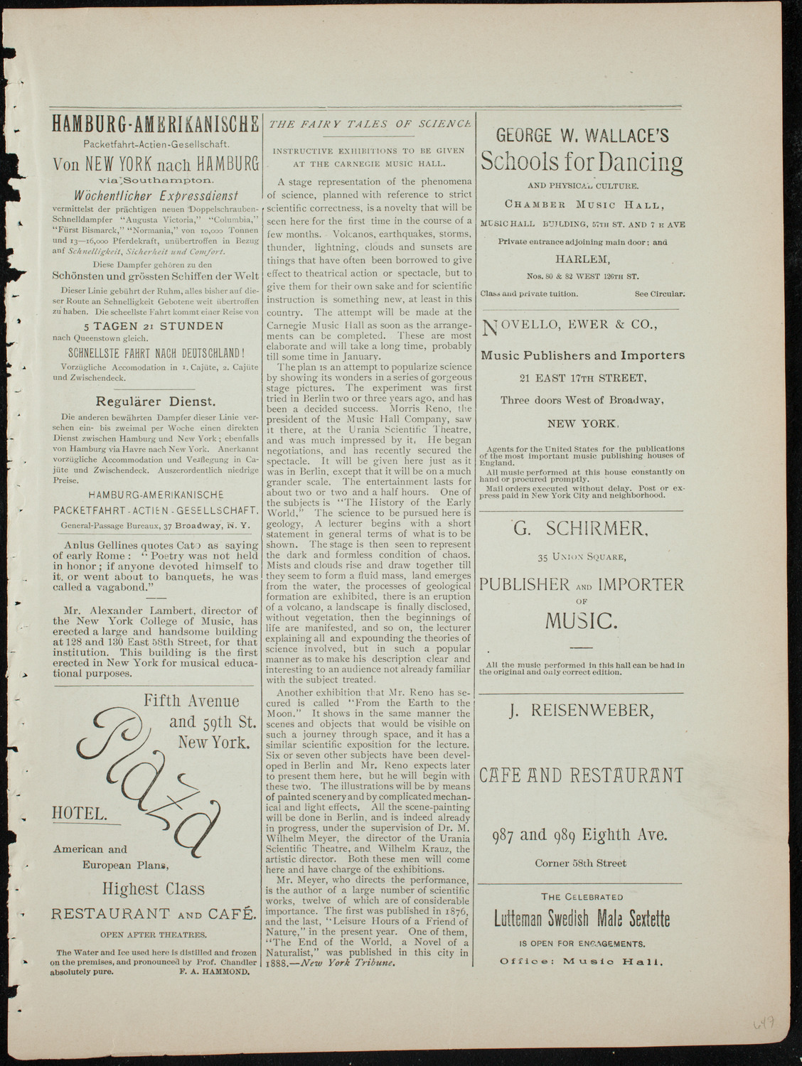 Benefit: German Hospital and Dispensary, January 21, 1892, program page 13