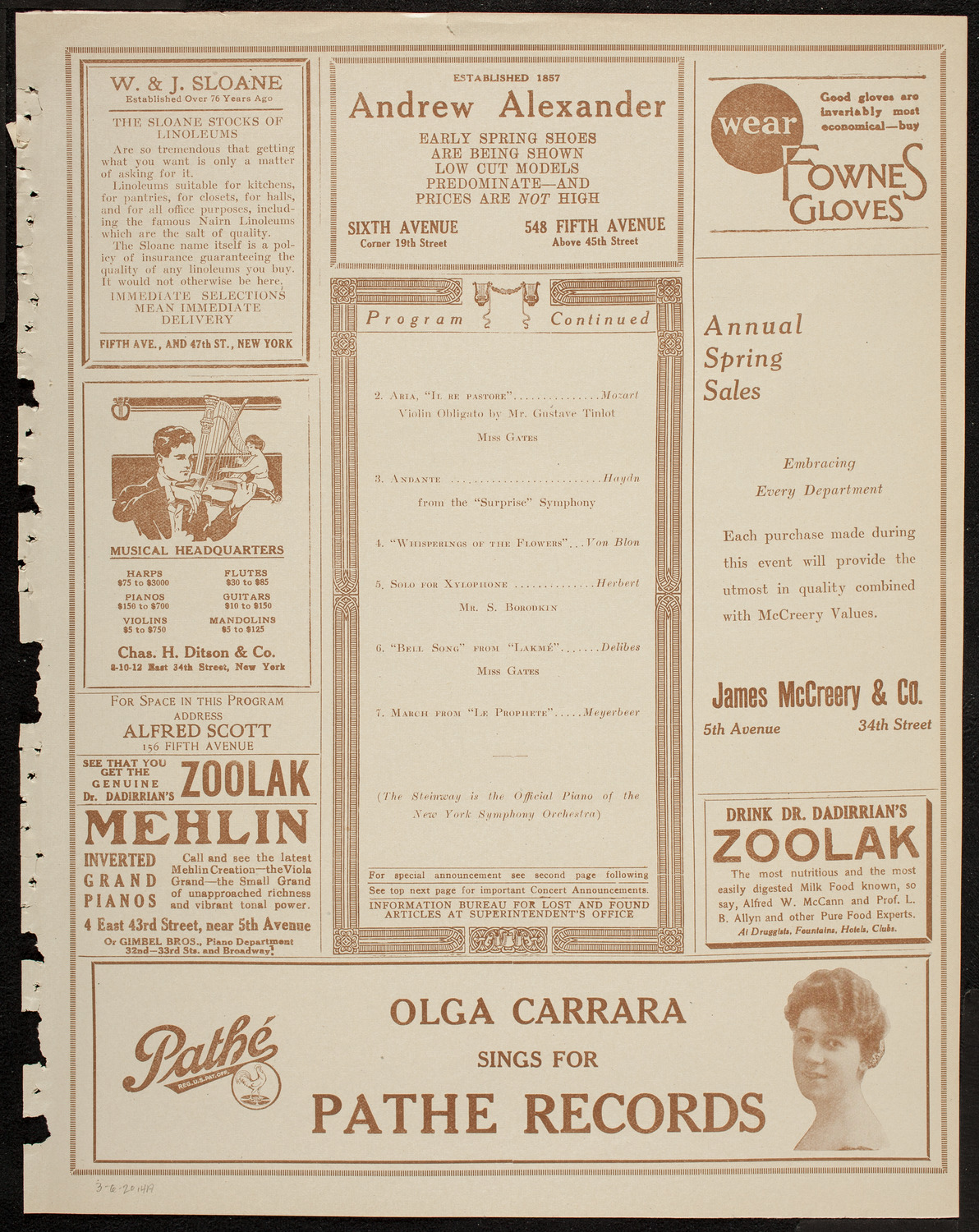 Symphony Concert for Young People, March 6, 1920, program page 7