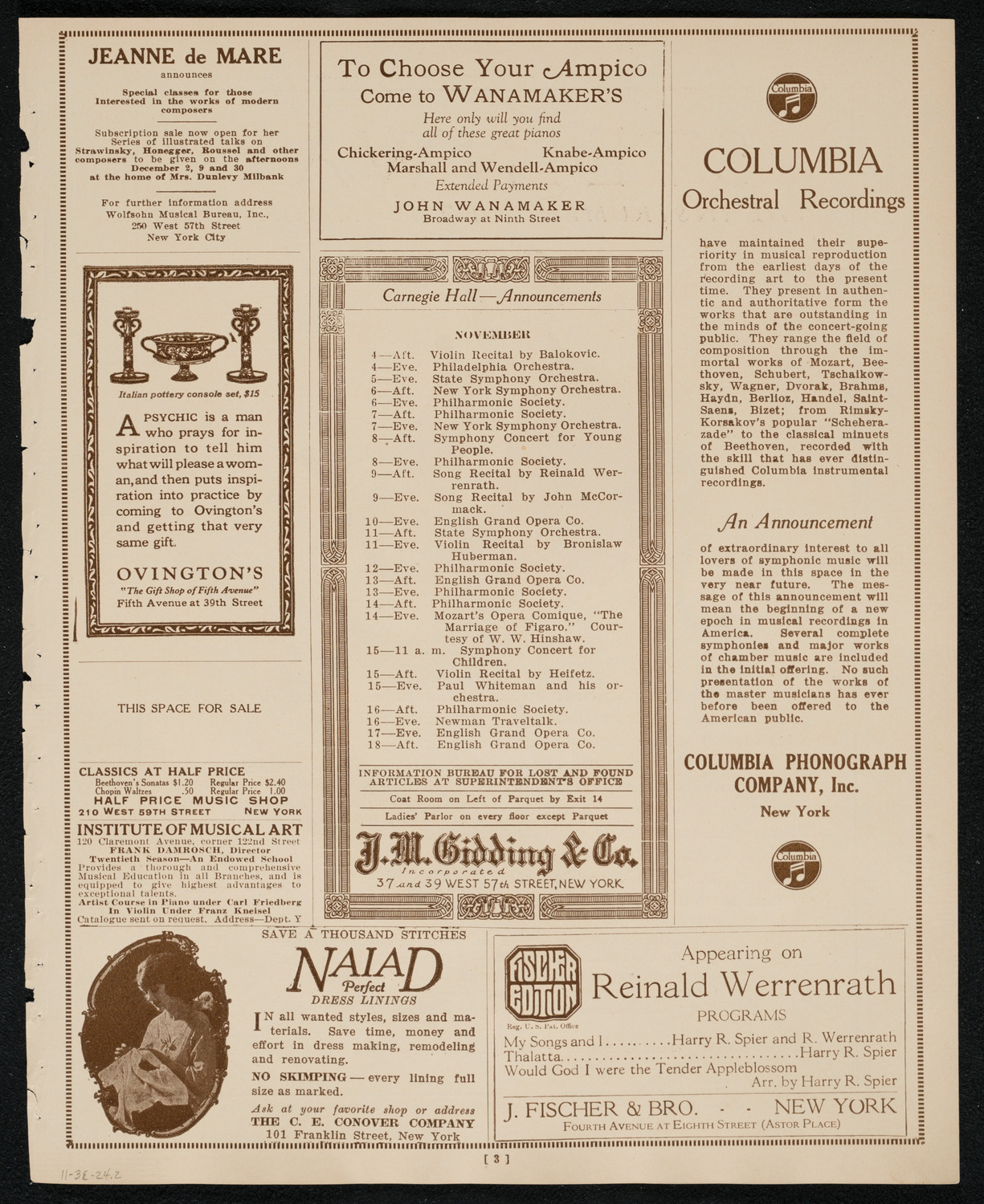National Stage Children's Association, Inc.: "The Juvenile Follies Revue of 1925", November 3, 1924, program page 3
