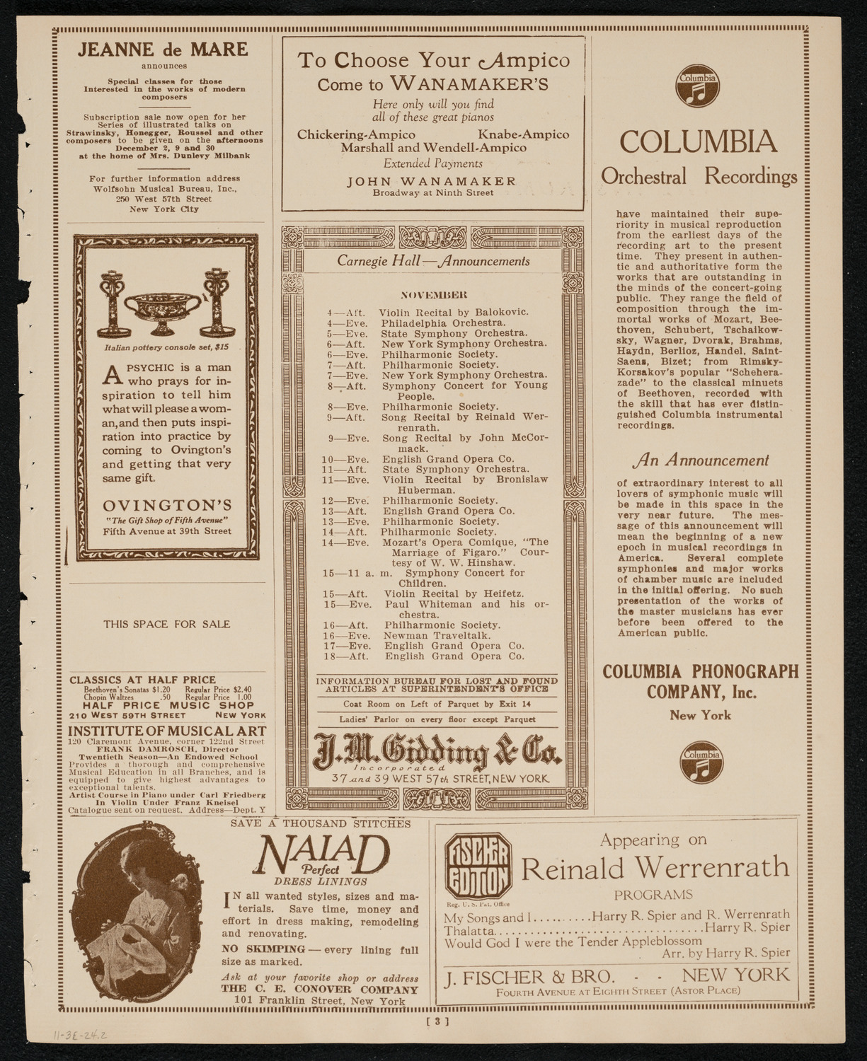 National Stage Children's Association, Inc.: "The Juvenile Follies Revue of 1925", November 3, 1924, program page 3