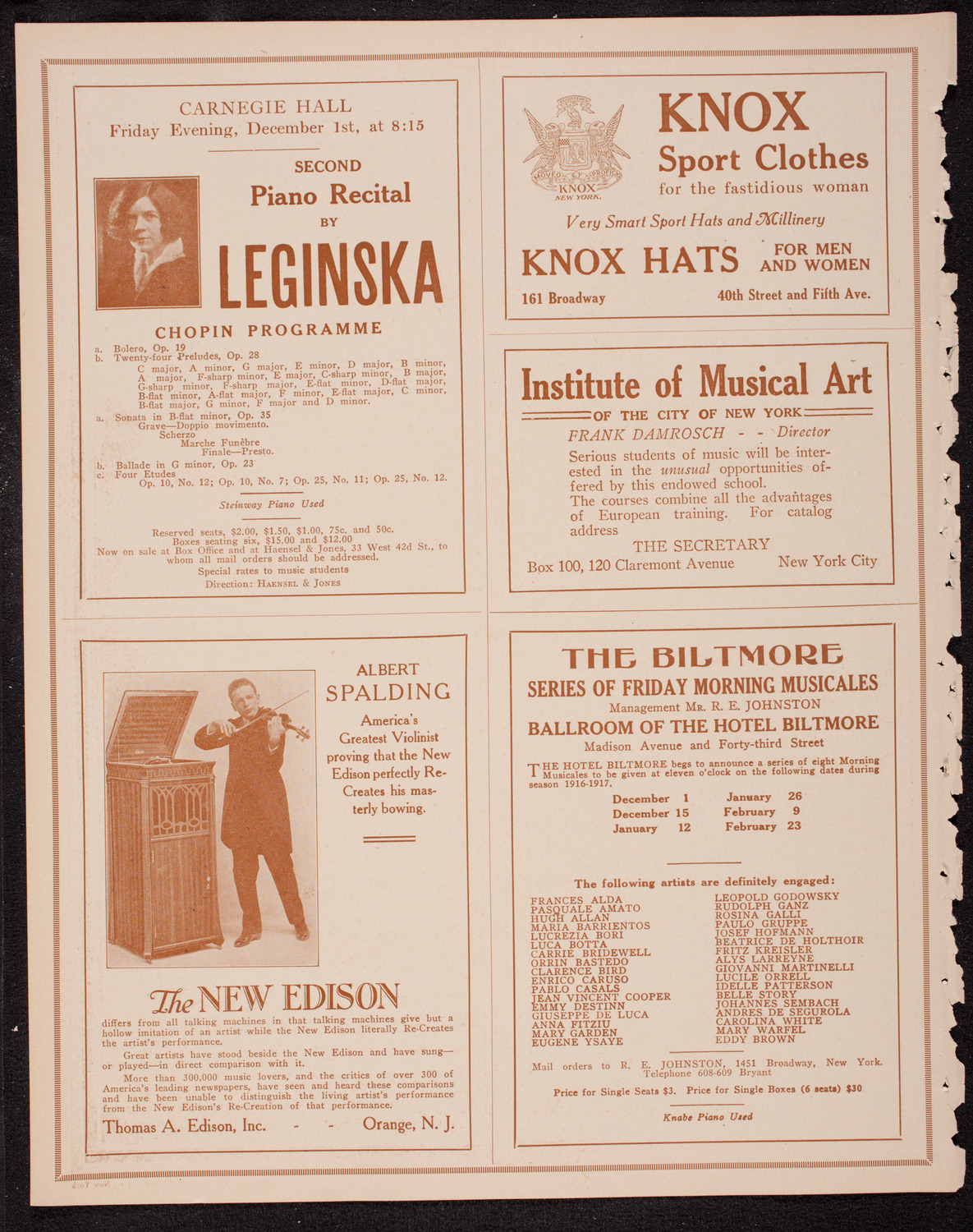 Percy Hemus, Baritone, November 20, 1916, program page 2