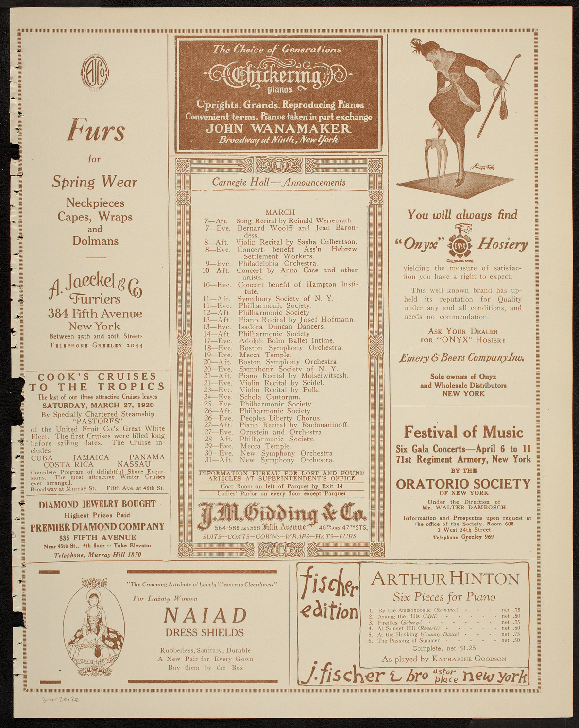 New York Philharmonic, March 6, 1920, program page 3