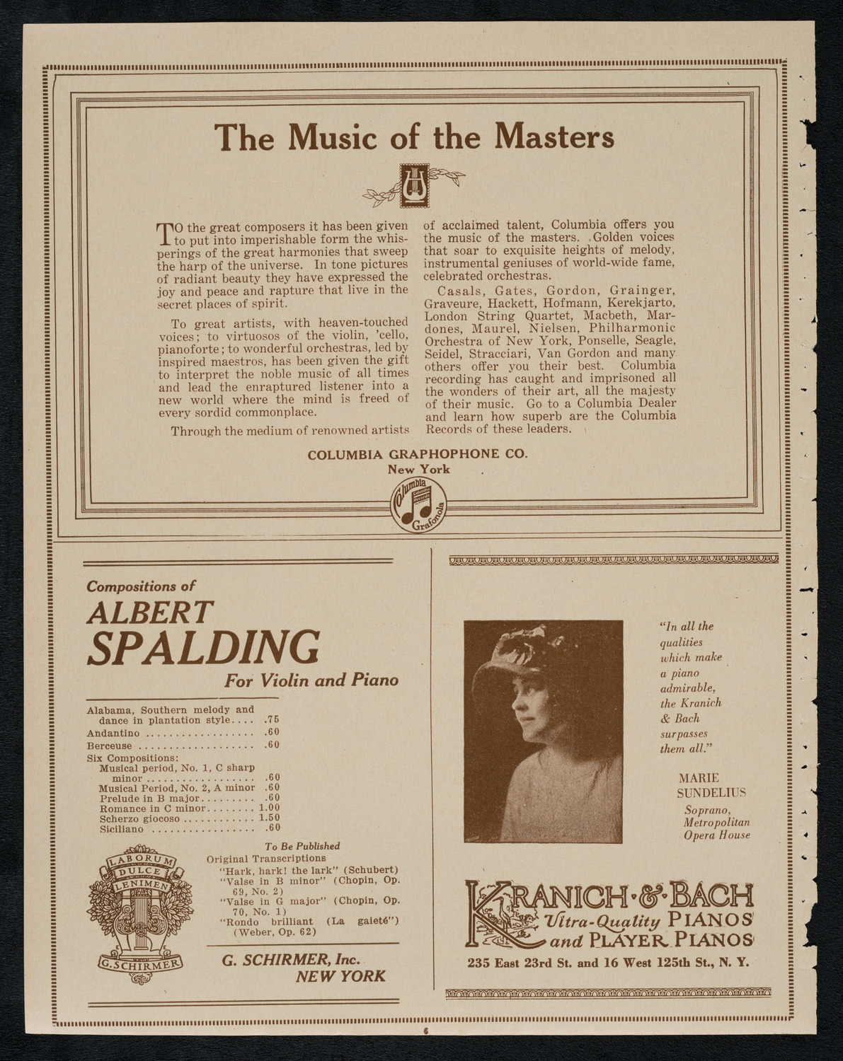 New York Philharmonic, March 23, 1923, program page 6