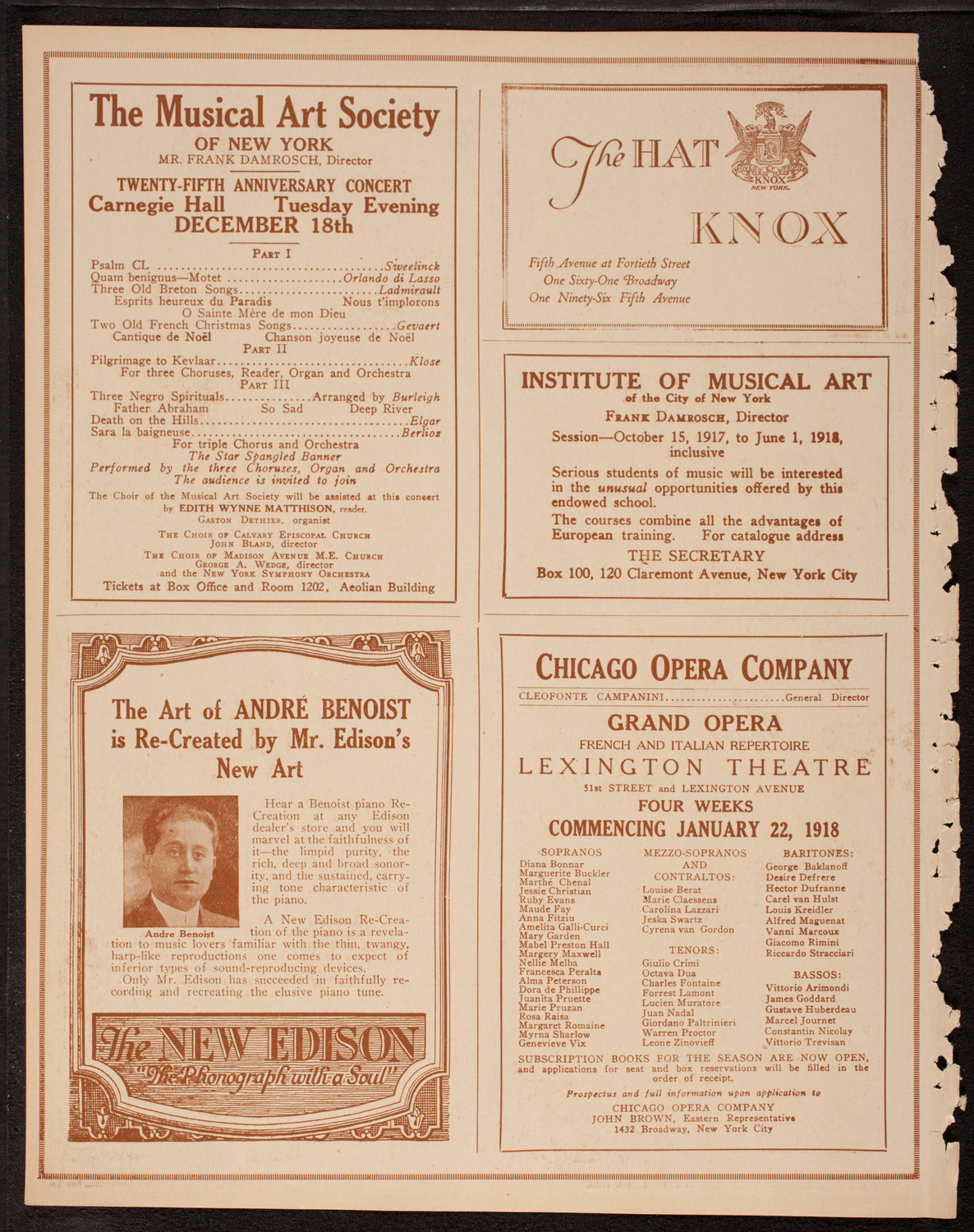 New York Banks' Glee Club, December 10, 1917, program page 2