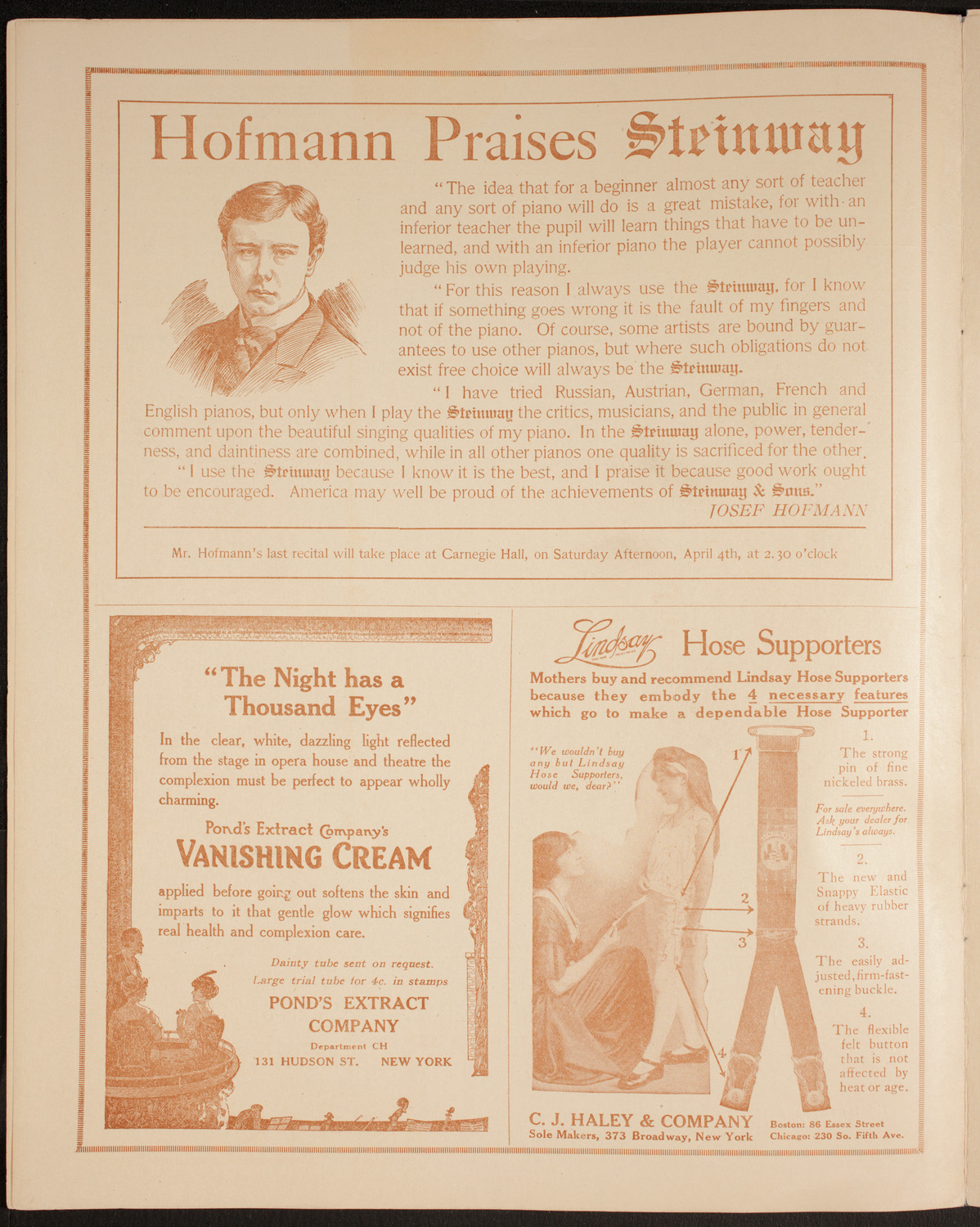 Ignacy Jan Paderewski, Piano, Frances Alda, Soprano, and Ernestine Schumann-Heink, Contralto, March 28, 1914, program page 4