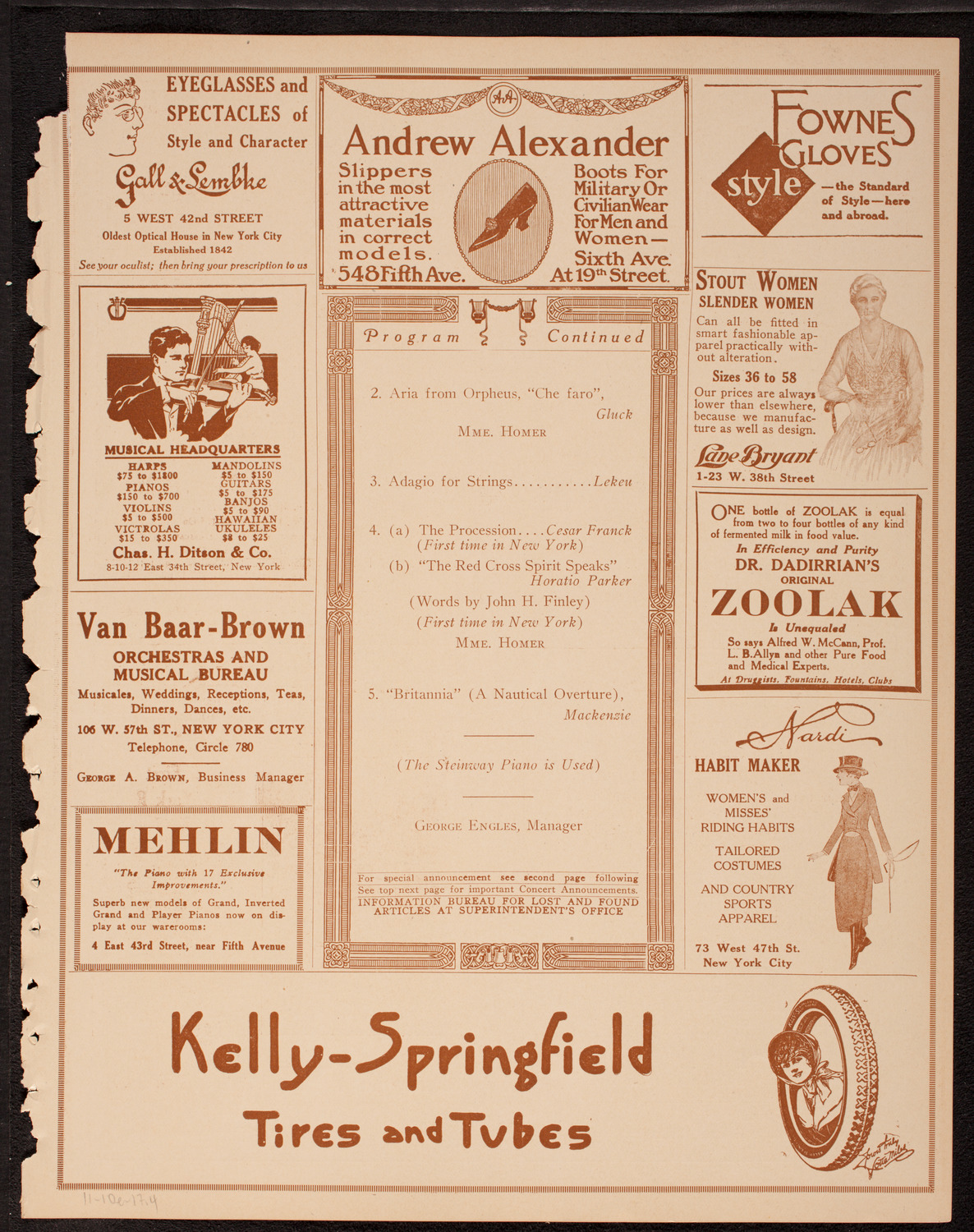 New York Symphony Orchestra, November 10, 1917, program page 7