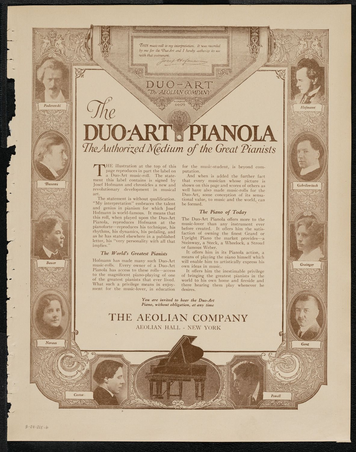 New York Philharmonic, March 24, 1921, program page 11