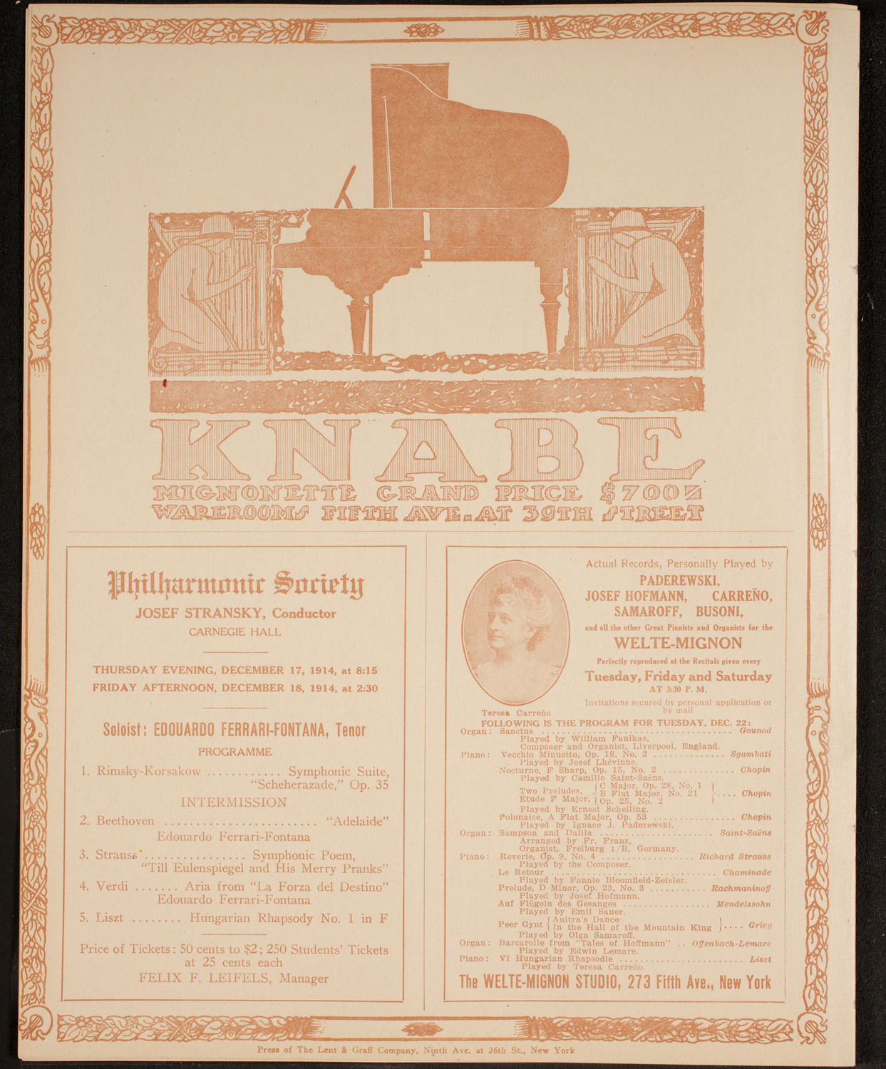 New York Banks' Glee Club, December 14, 1914, program page 12