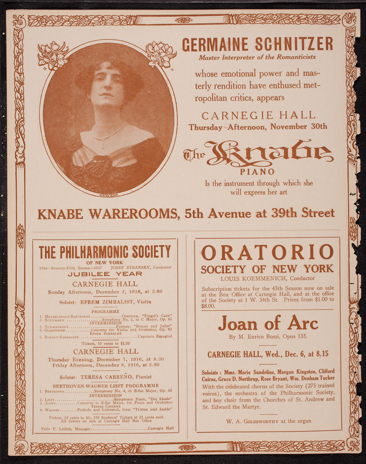 Elmendorf Lecture: Old German Towns, November 27, 1916, program page 12