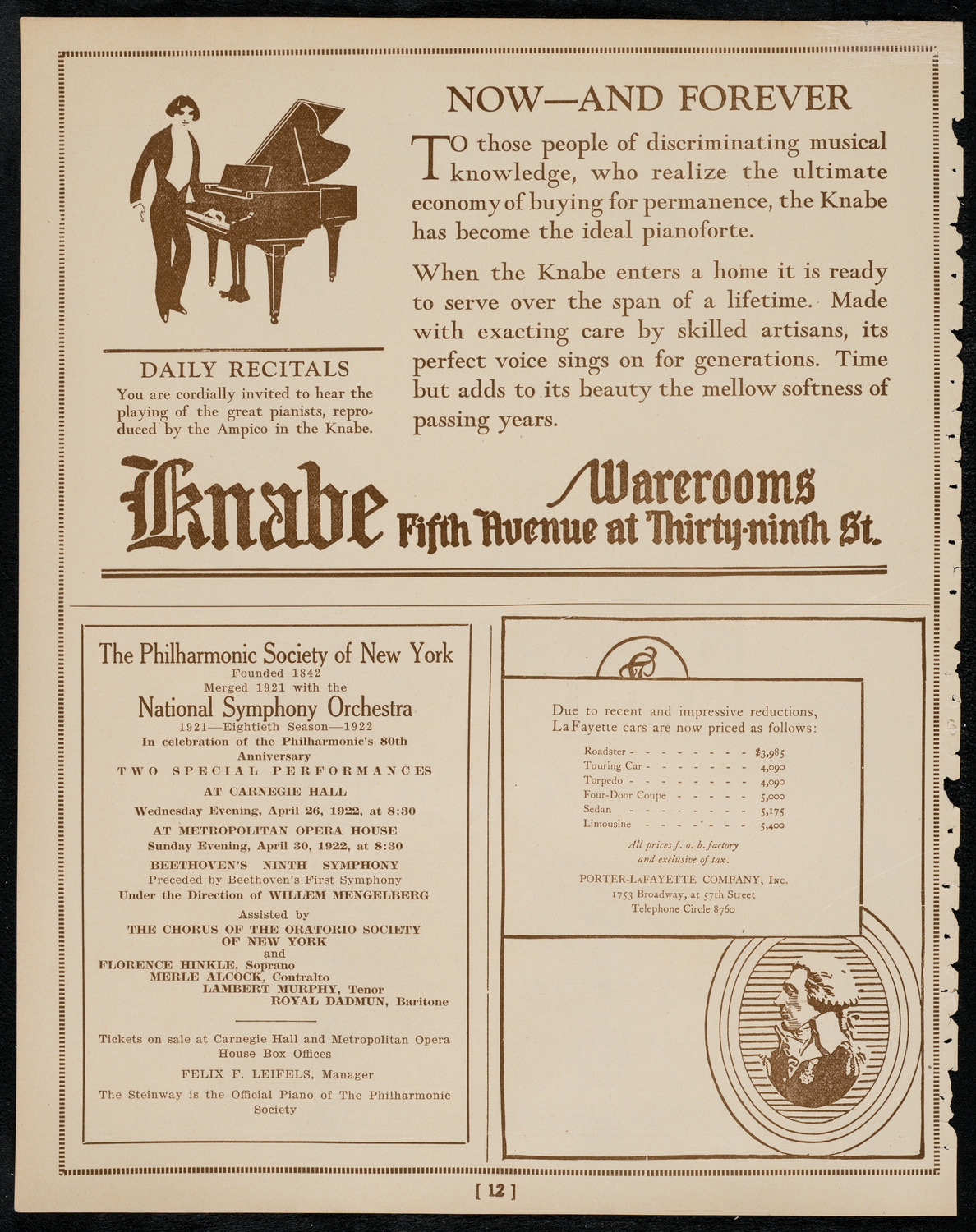 Alberto Terrasi, Baritone, April 15, 1922, program page 12