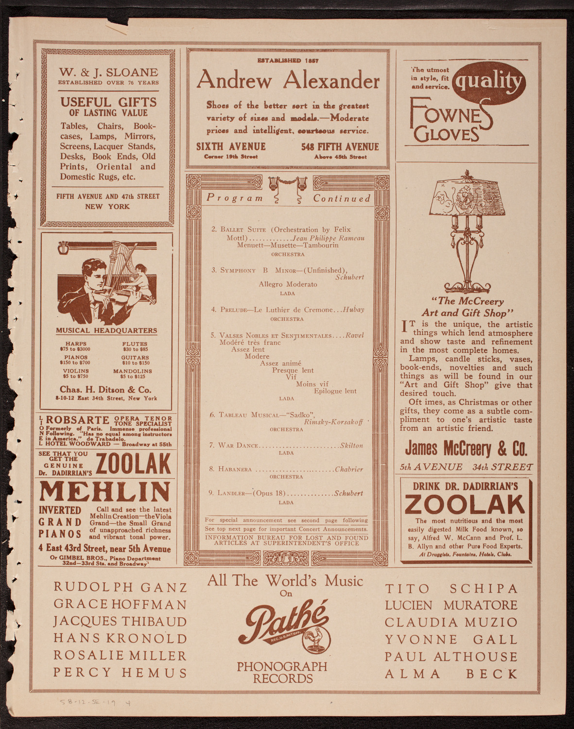 Lada (Concert Dancer) with Orchestra, December 5, 1919, program page 7