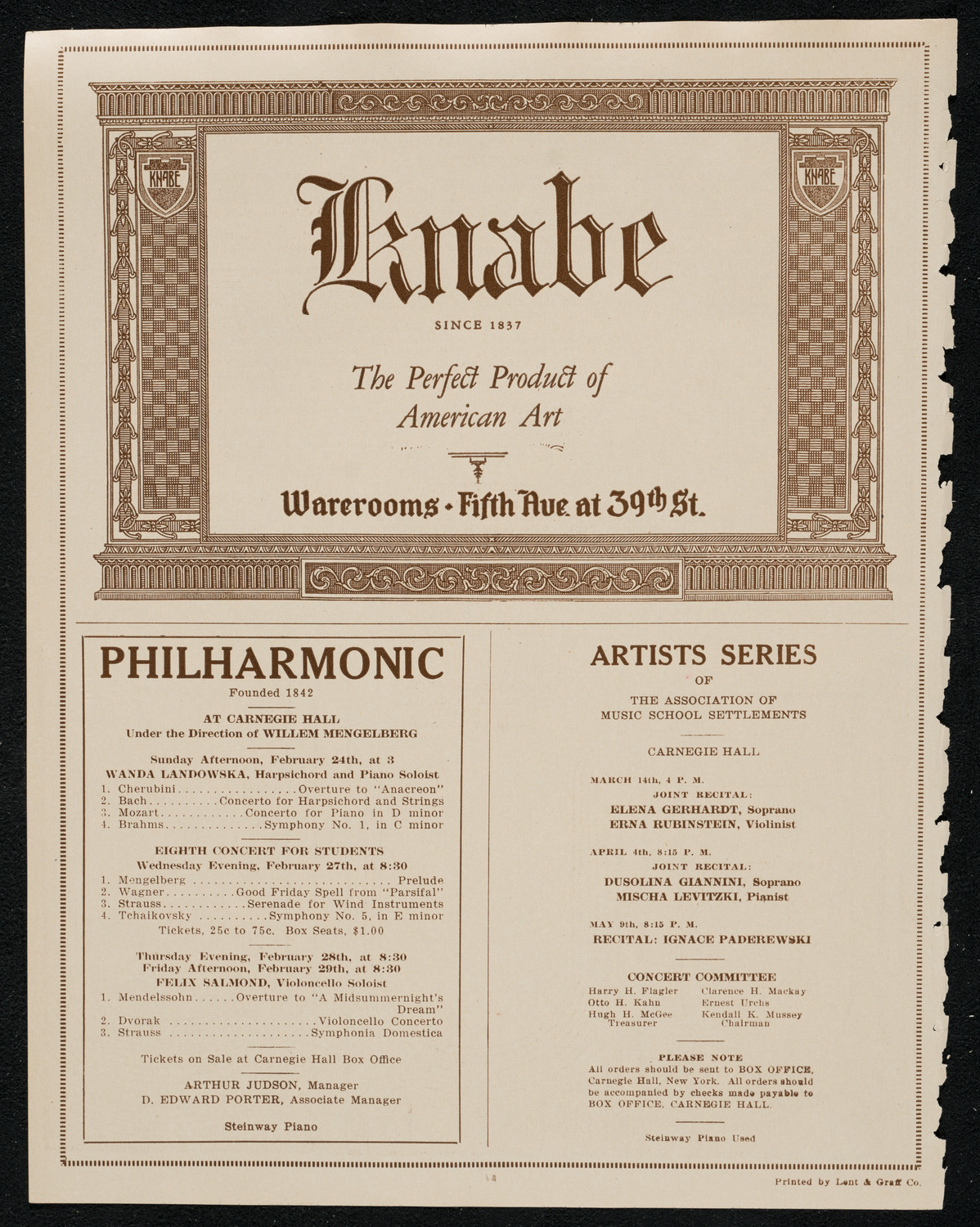 New York Philharmonic, February 21, 1924, program page 12