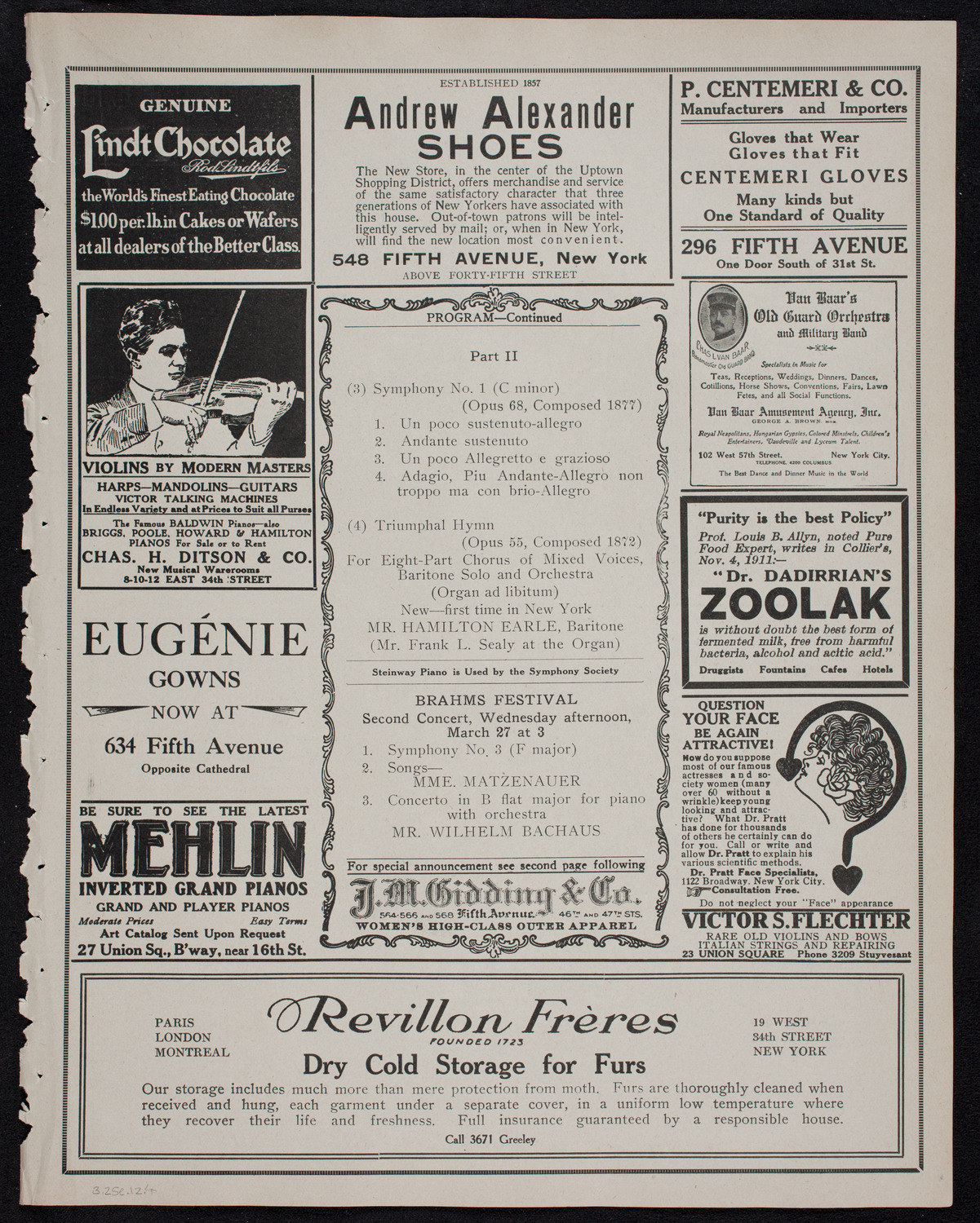 Brahms Festival: Oratorio Society of New York and New York Symphony Orchestra, March 25, 1912, program page 7