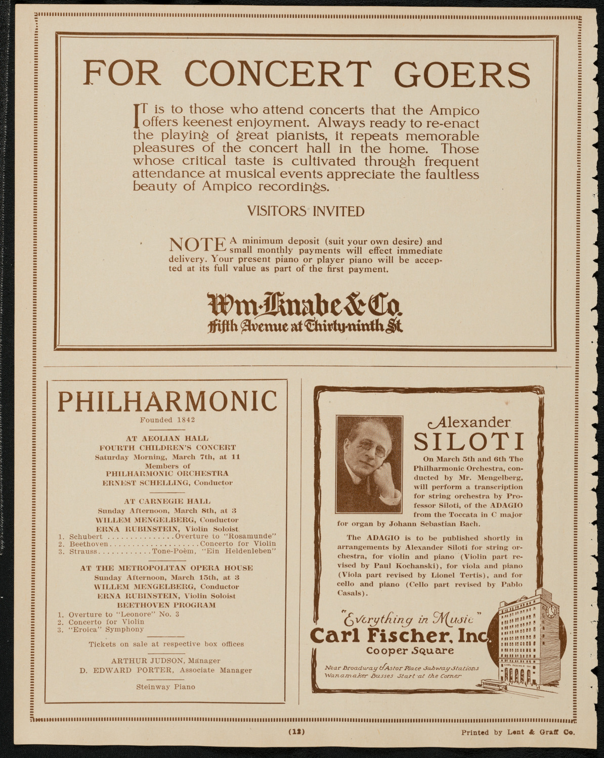 New York Symphony Orchestra, March 6, 1925, program page 12