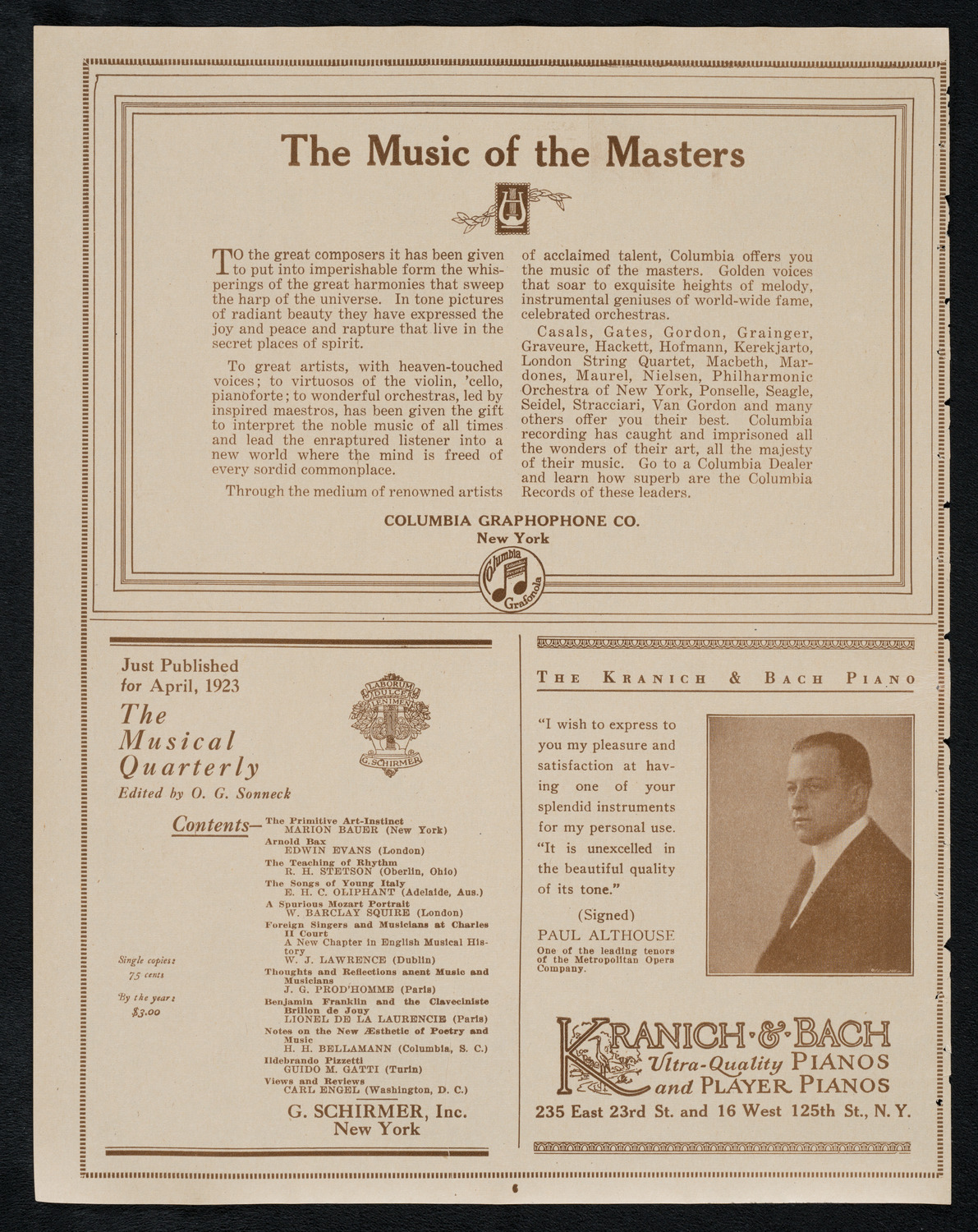 New York Philharmonic, April 12, 1923, program page 6