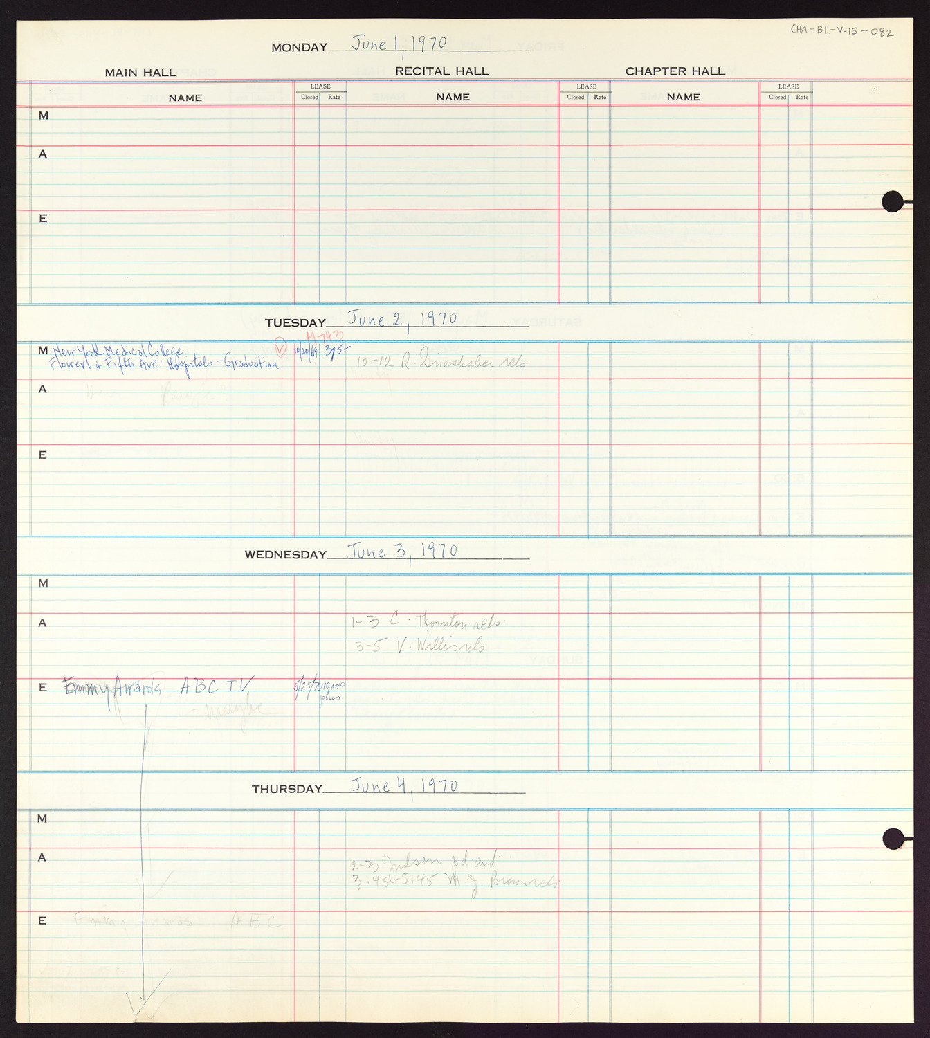 Carnegie Hall Booking Ledger, volume 15, page 82