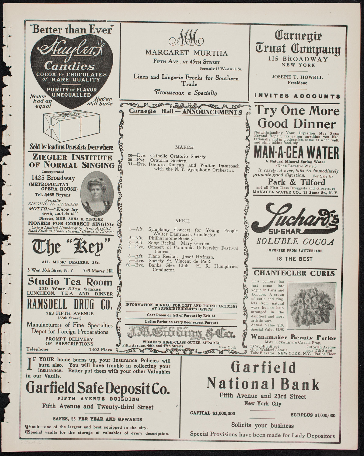 People's Symphony Concert, March 26, 1911, program page 3