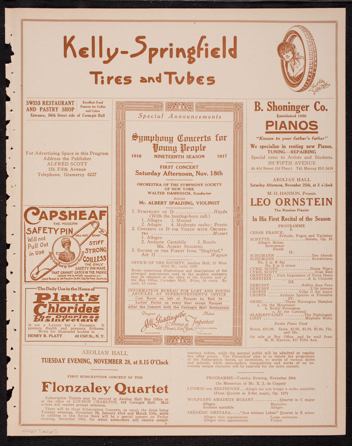 New York Philharmonic, November 17, 1916, program page 9