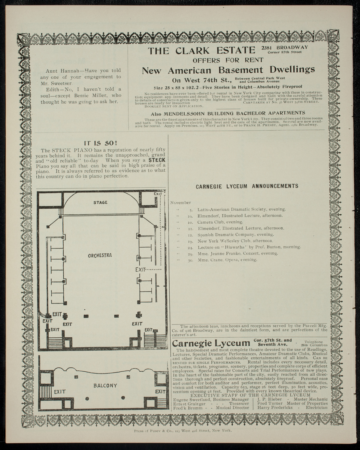 Bruce Gordon Kingsley/ Operatic Recital on Parsifal, November 4, 1904, program page 4