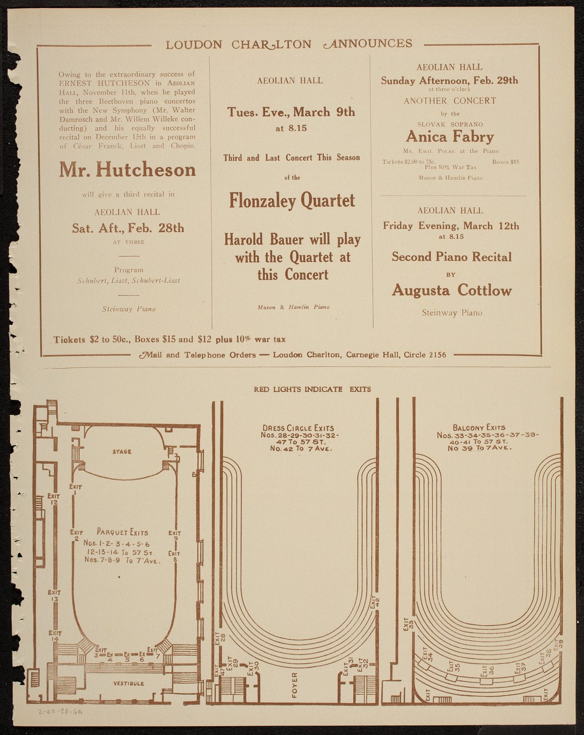 New York Philharmonic, February 22, 1920, program page 11