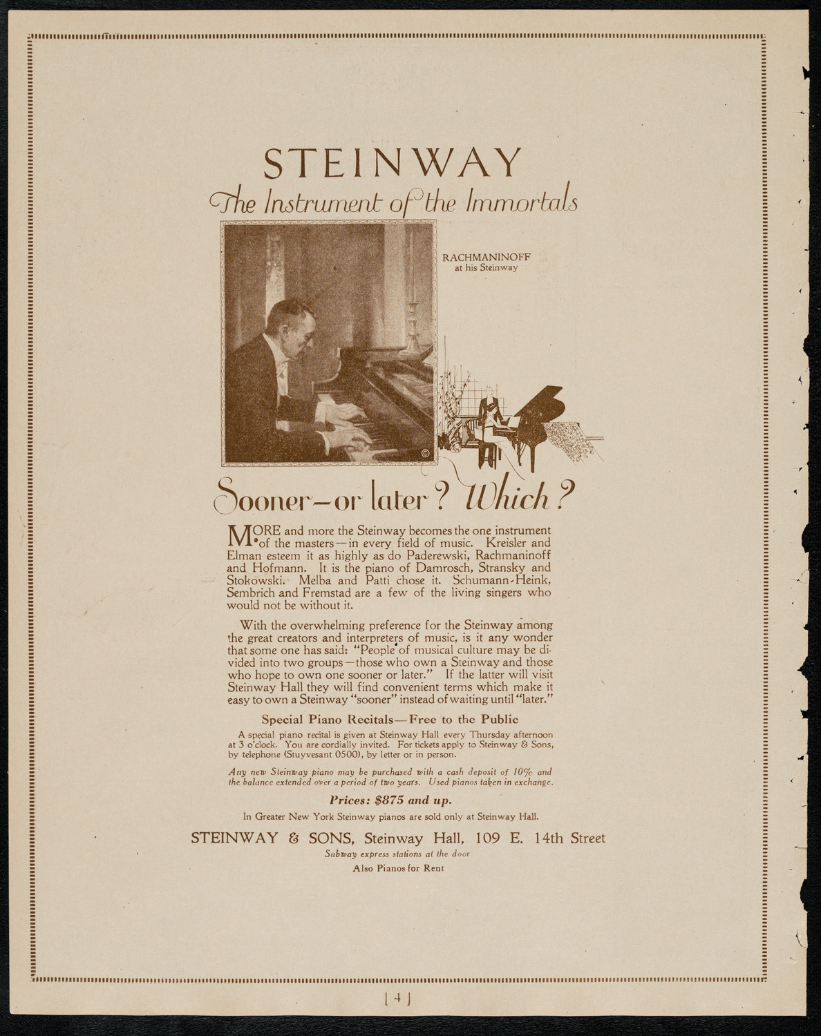 New York Philharmonic, March 24, 1922, program page 4