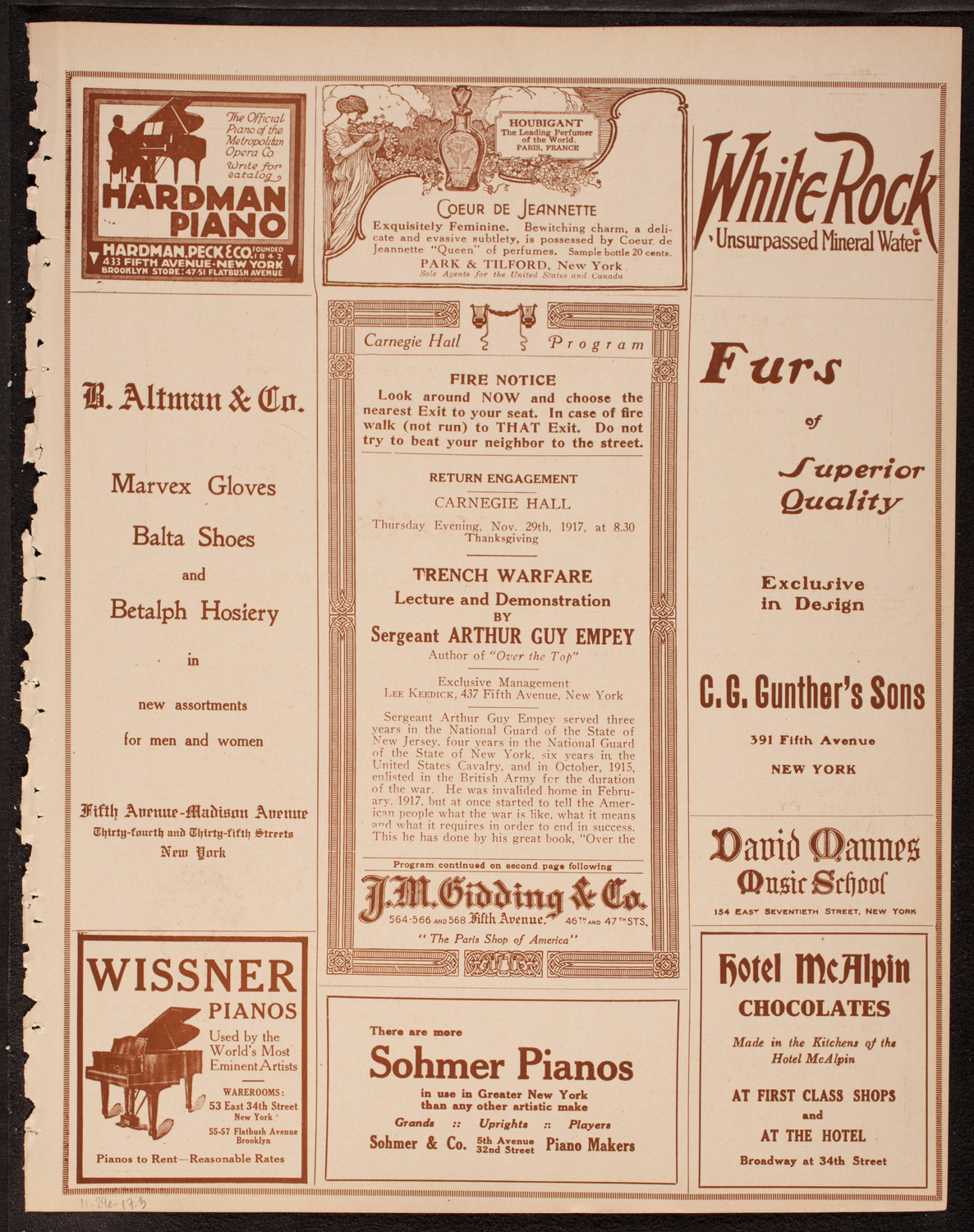 Lecture by Sergeant Arthur Guy Empey, November 29, 1917, program page 5