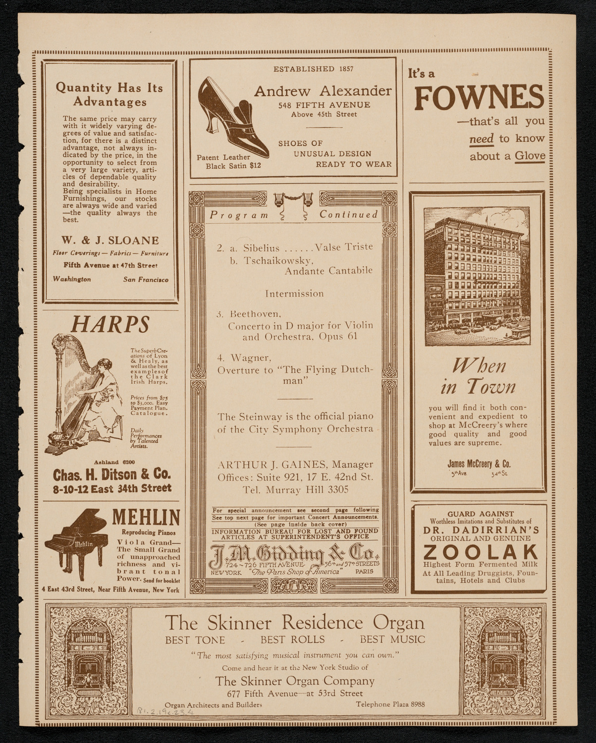 City Symphony Orchestra, February 19, 1923, program page 7