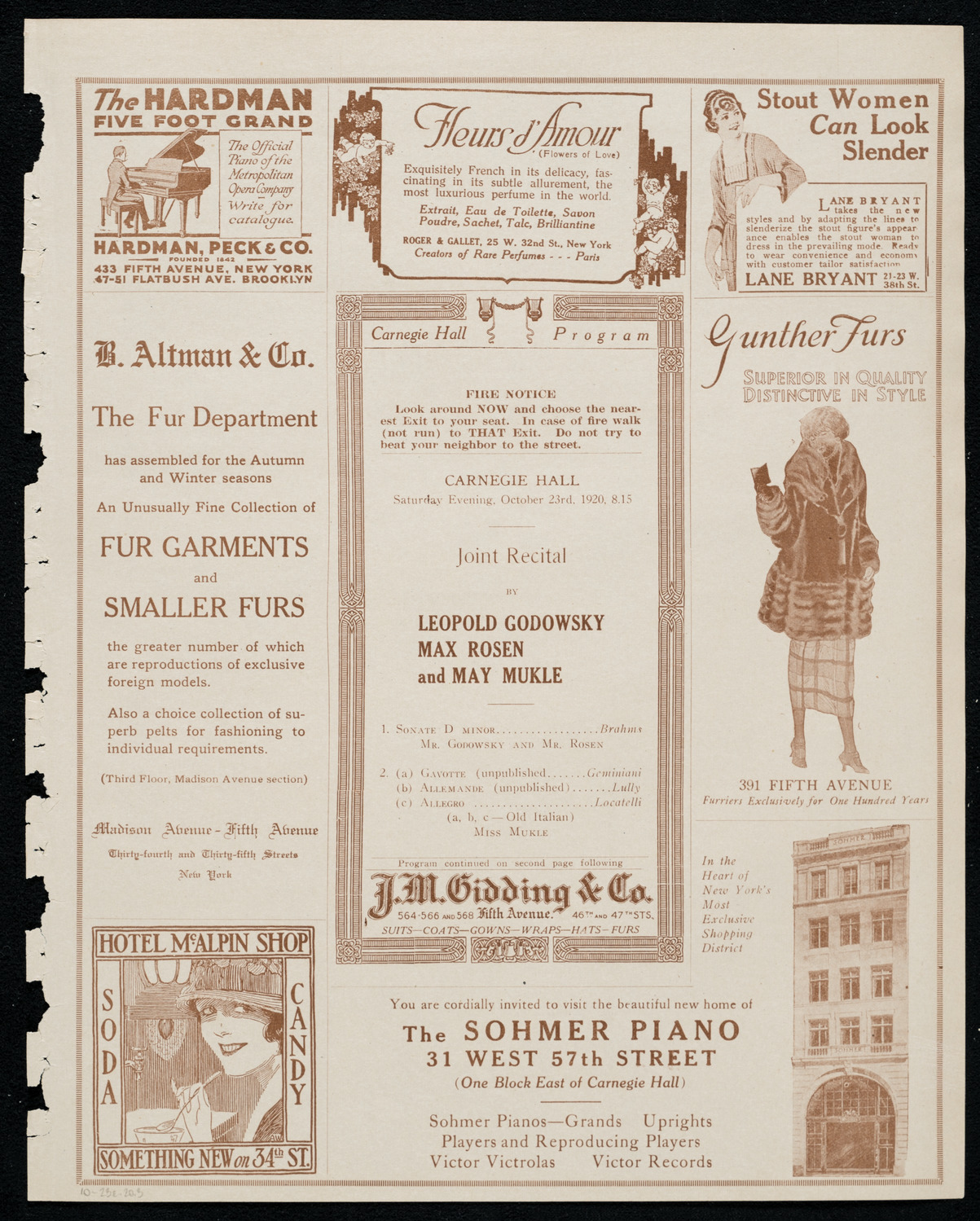 Leopold Godowsky, Piano, Max Rosen, Violin, and May Mulke, Cello, October 23, 1920, program page 5