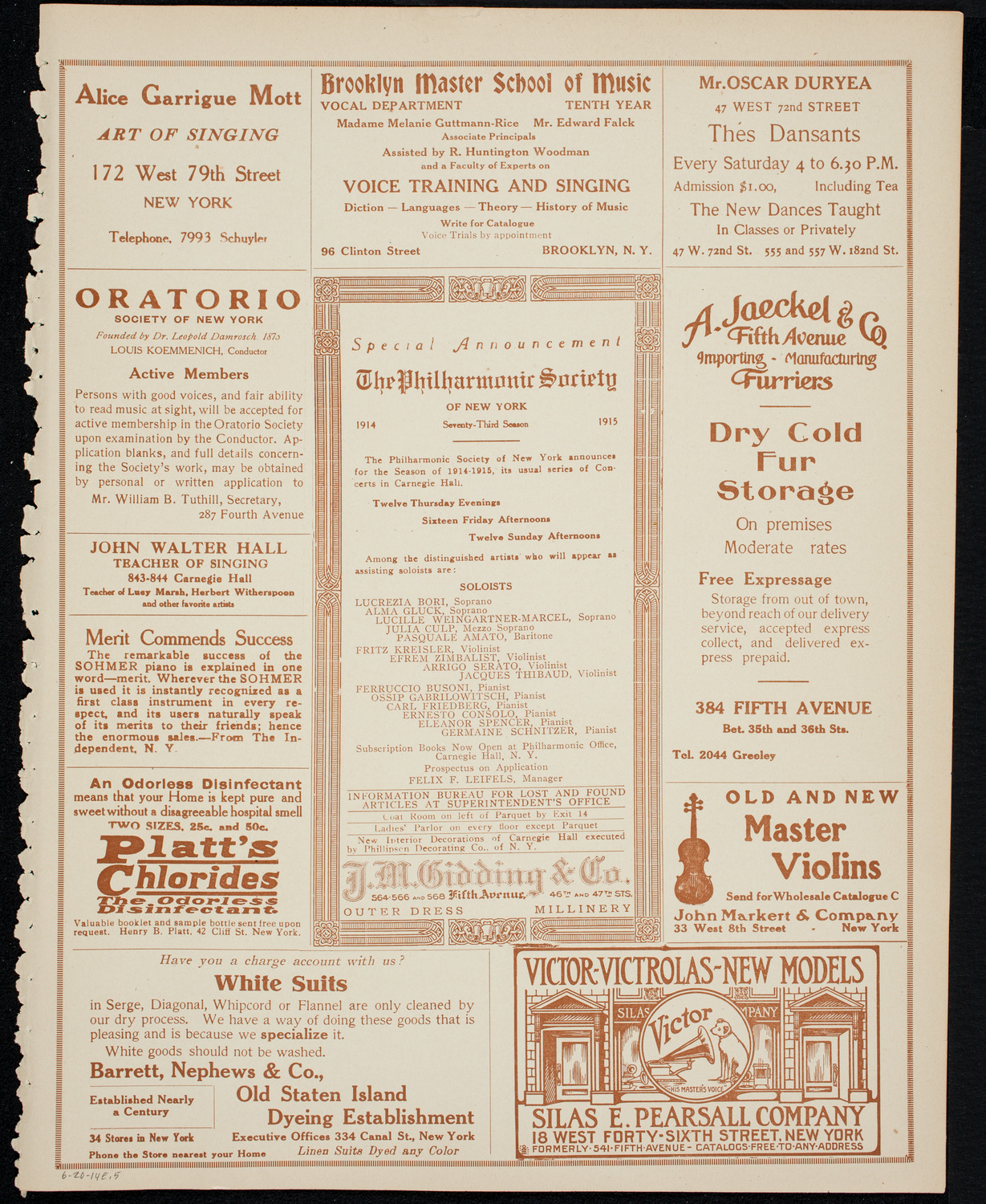 Benefit: Bronx Maternity Hospital, June 20, 1914, program page 9