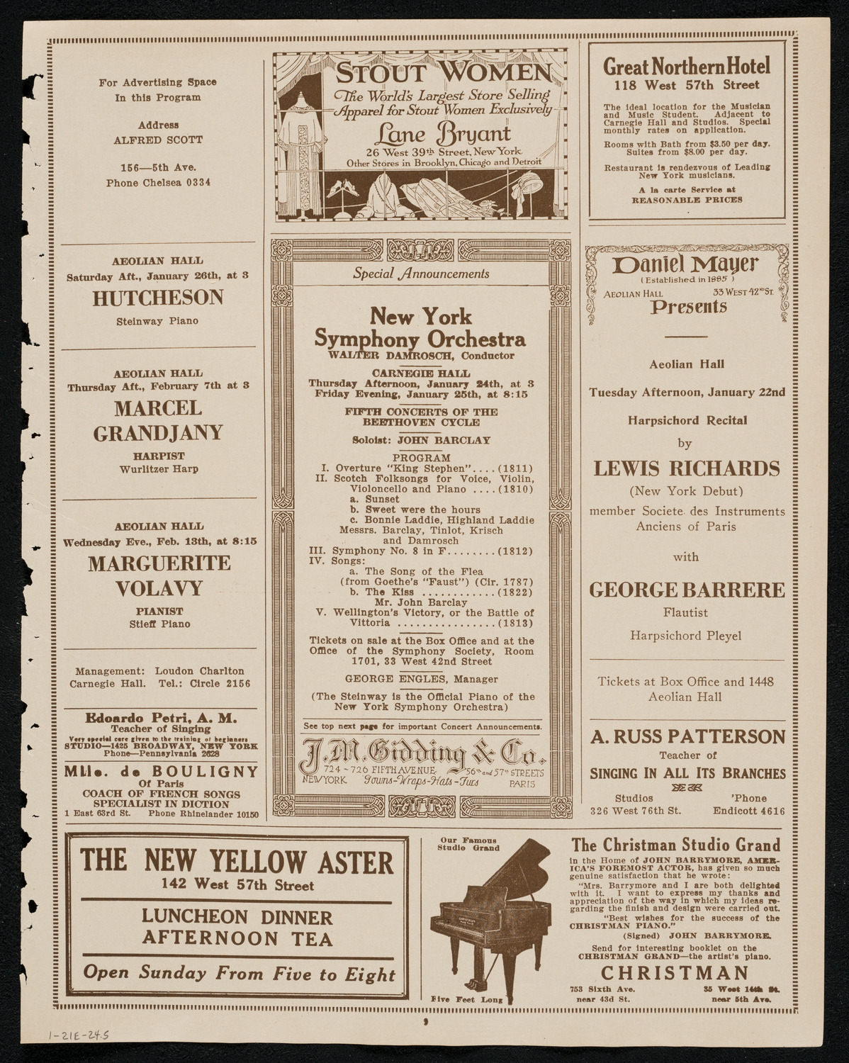 New York Philharmonic Students' Concert, January 21, 1924, program page 9