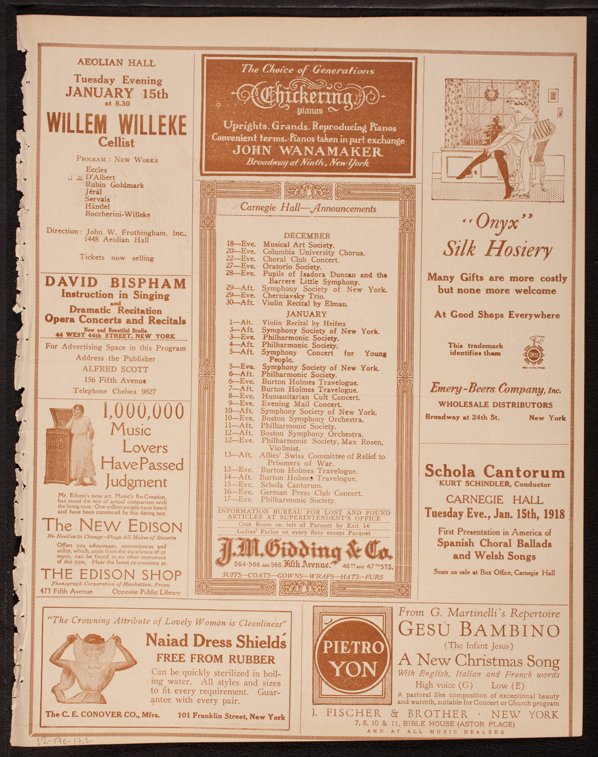 Meeting: The Humanitarian Cult, December 17, 1917, program page 3