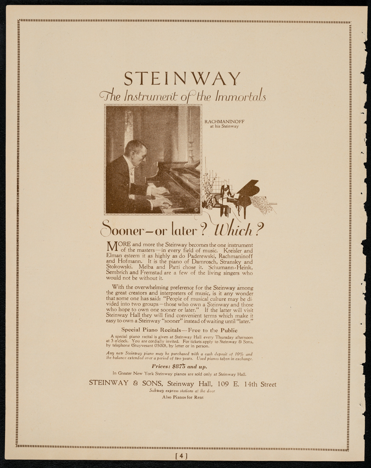 New York Philharmonic, March 10, 1922, program page 4