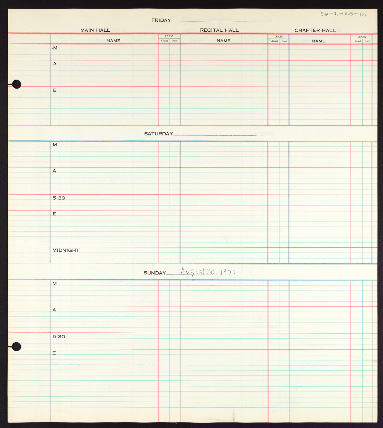 Carnegie Hall Booking Ledger, volume 15, page 107