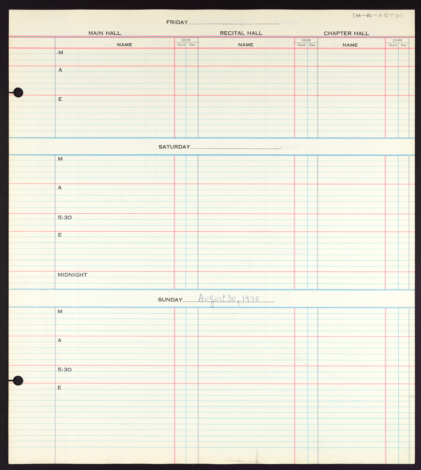 Carnegie Hall Booking Ledger, volume 15, page 107