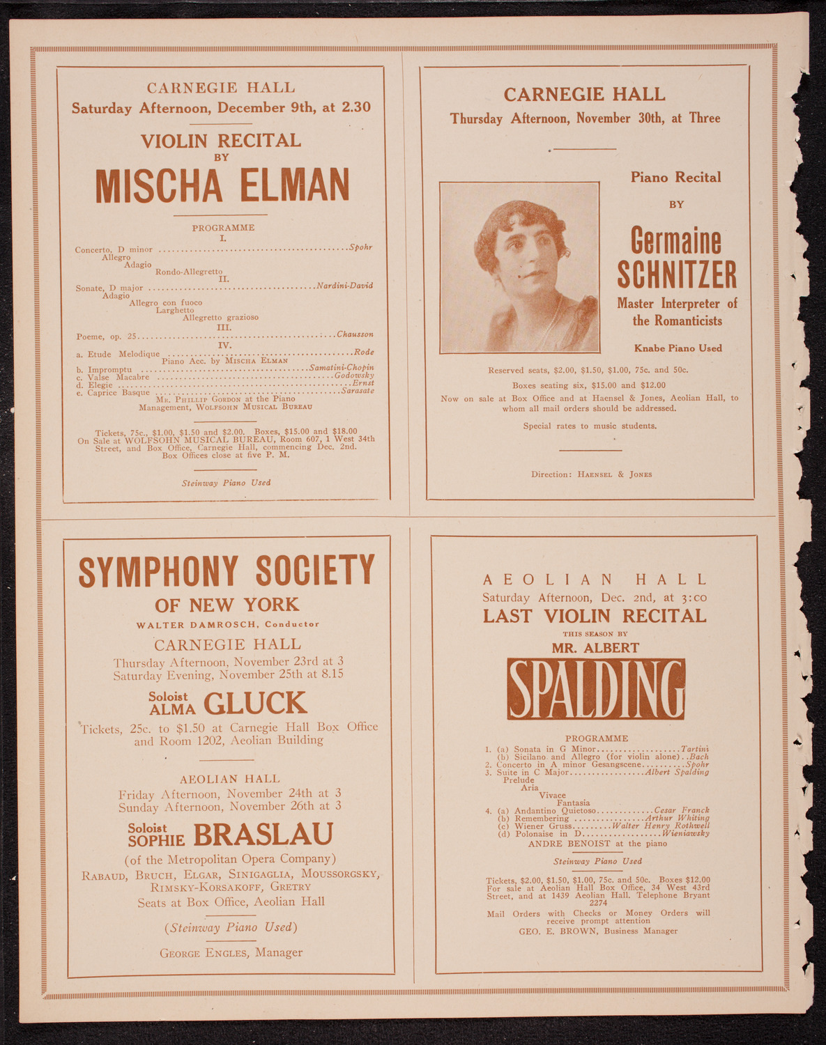 Percy Hemus, Baritone, November 20, 1916, program page 8