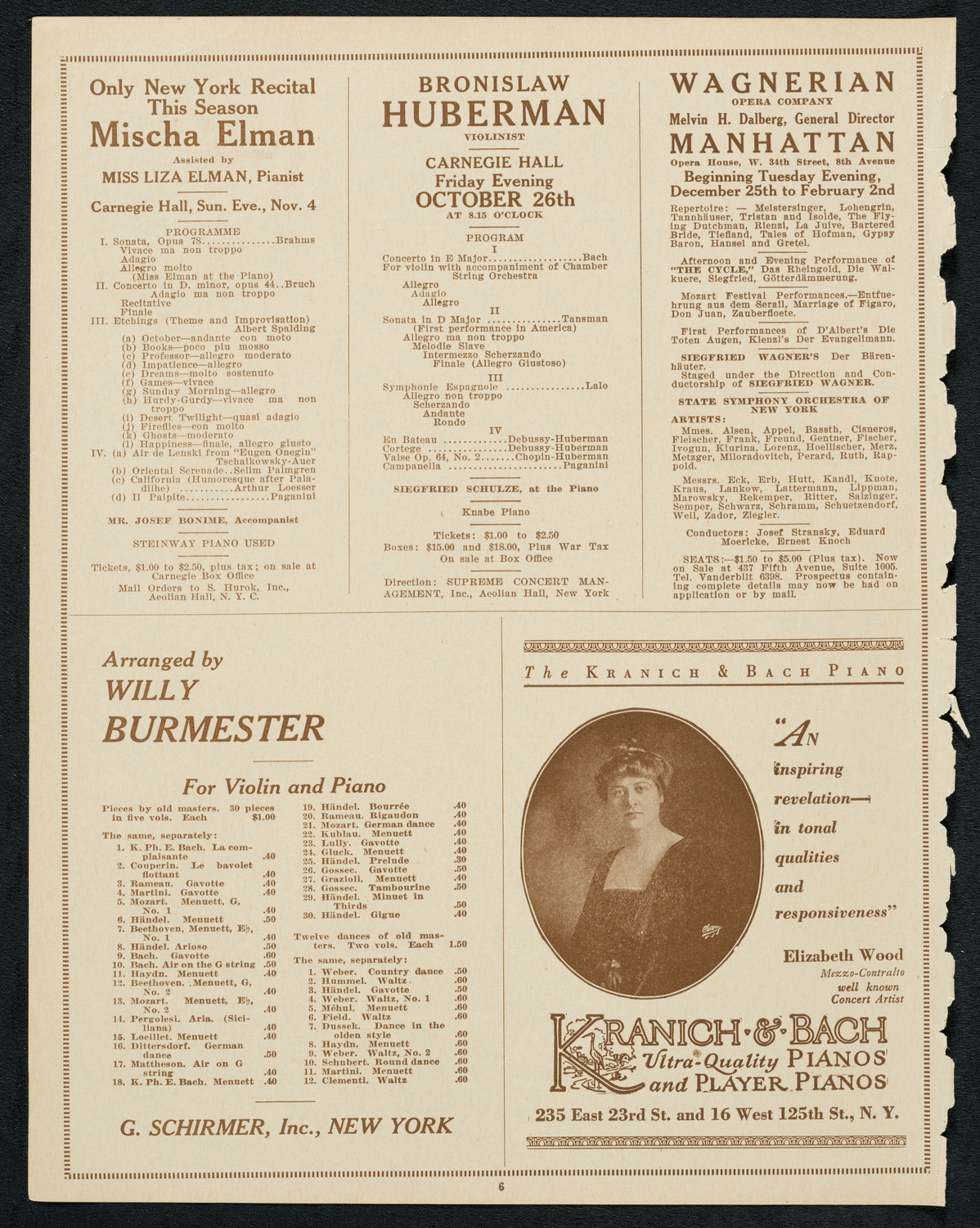 Isa Kremer, Soprano, October 21, 1923, program page 6